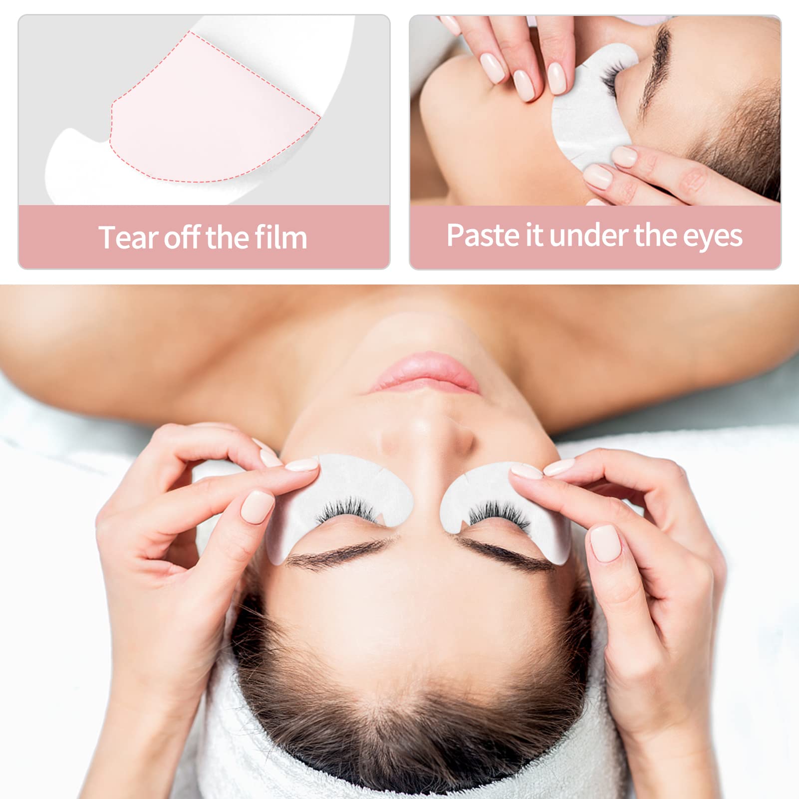Arqumi 100 Pairs Eyelash Extension Pads - Breathable Under Eye Gel Collagen Patches for Lash Extensions & Eye Care | Lint-Free, Individually Wrapped | Perfect for Salon Professionals & At-Home Lash Treatments