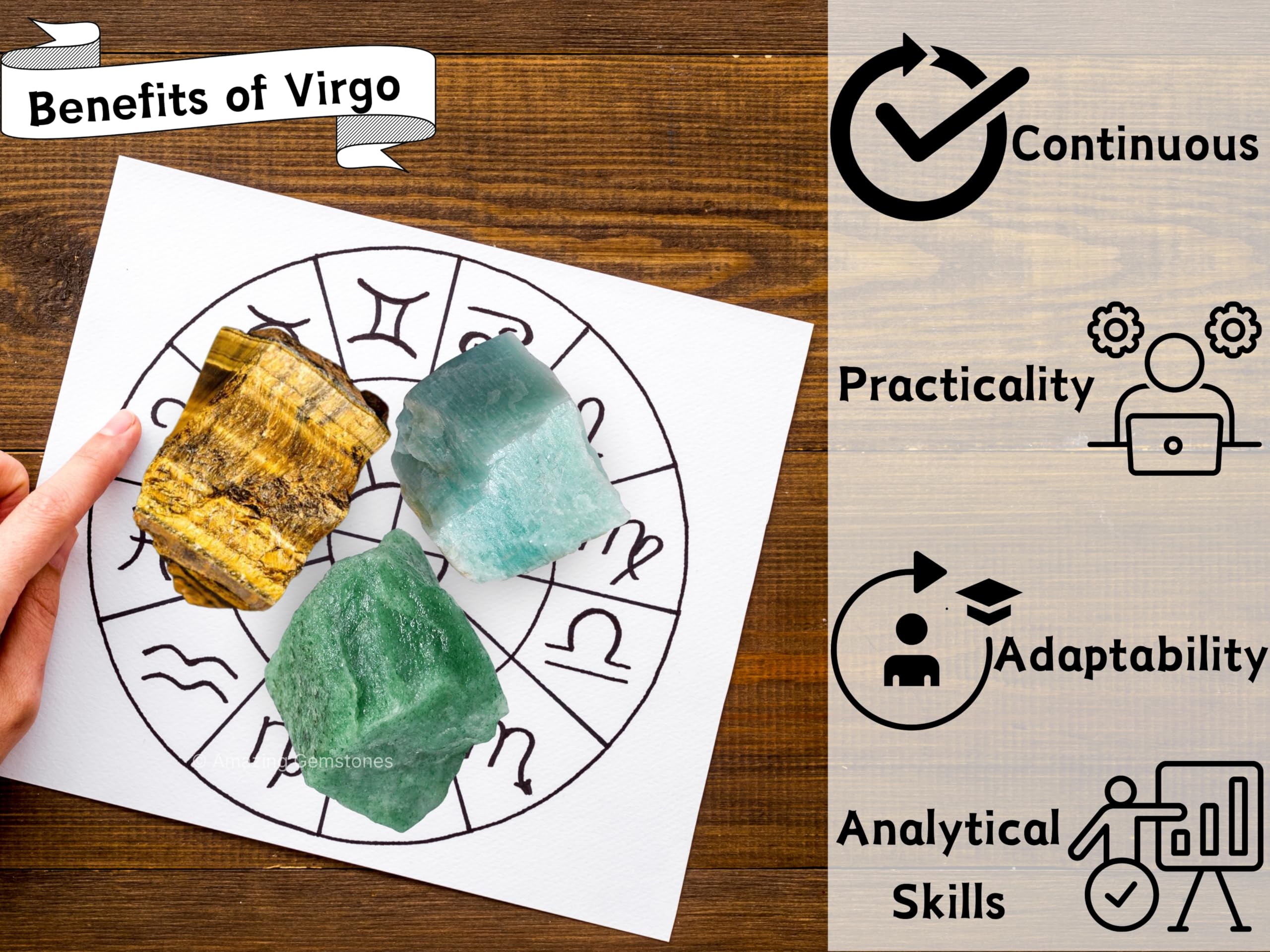 Virgo Zodiac Healing Crystal Set - 3 Raw Stones for Astrology, Chakra Balancing & Energy Healing | Perfect Birthday, Anniversary Gift for Women, Men, Mothers & Fathers | Includes Information Card | Ideal for Meditation, Home Decor & Spiritual Practices