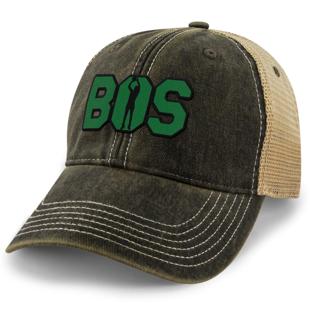 BOS Jump Shot Dirty Water Trucker Hat - Black Adjustable Snapback Cap for Men & Women | Perfect for Outdoor Activities, Sports, and Casual Wear