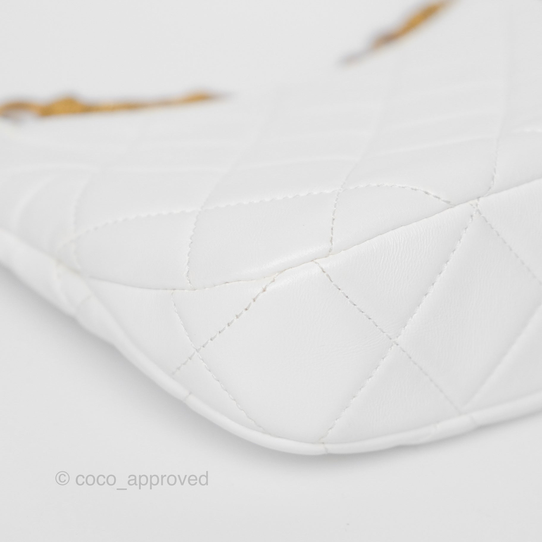 Chanel Quilted Lambskin Chain Hobo Bag in White with Aged Gold Hardware | Luxury Shoulder Bag for Women | Perfect for Parties, Weddings & Everyday Elegance