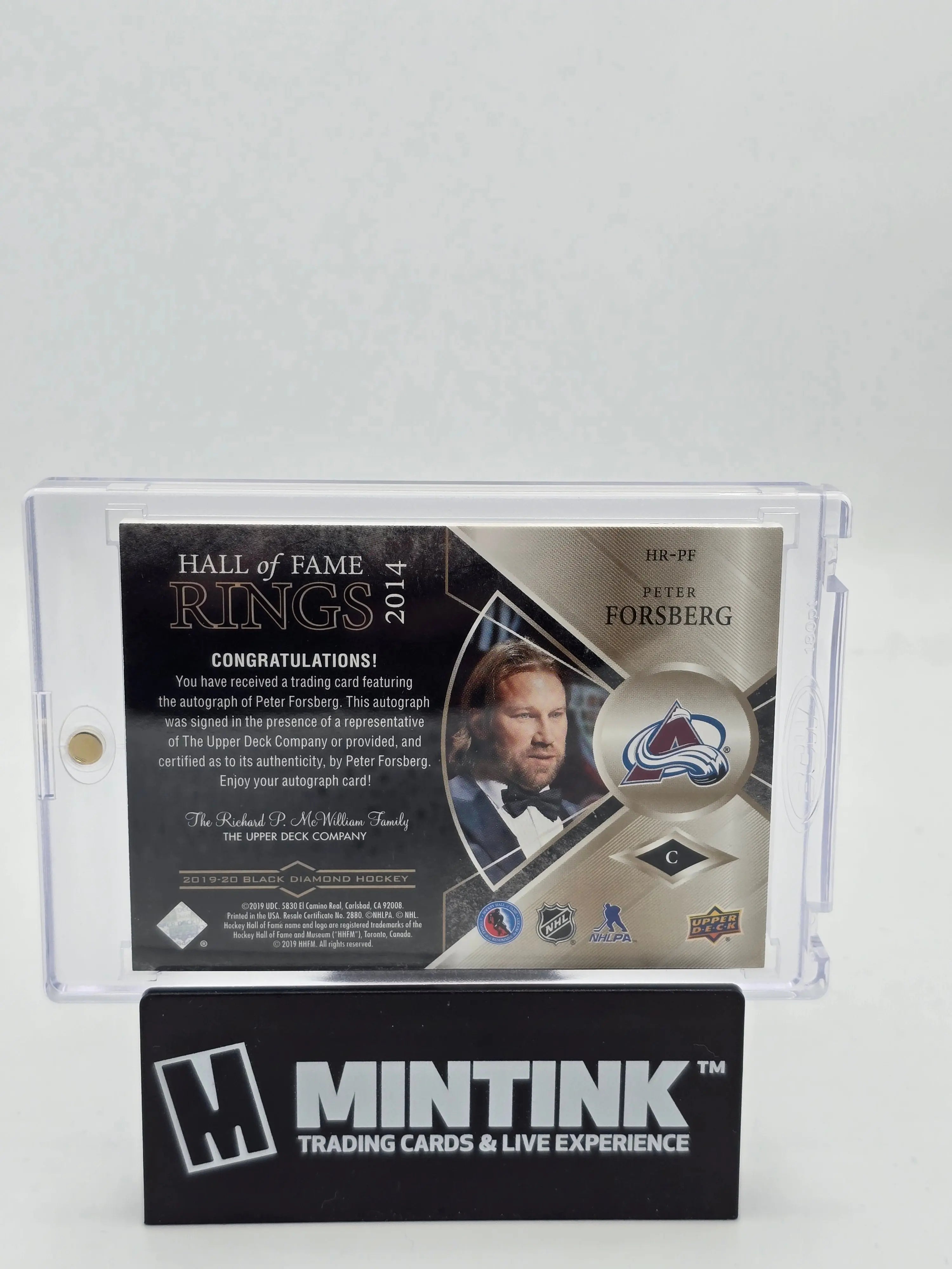 2019-20 Upper Deck Black Diamond Hockey Peter Forsberg Hall of Fame Rings Autograph Card #/25 - Rare Collectible for Hockey Fans & Memorabilia Enthusiasts (Perfect for Display, Investment & Gifting)