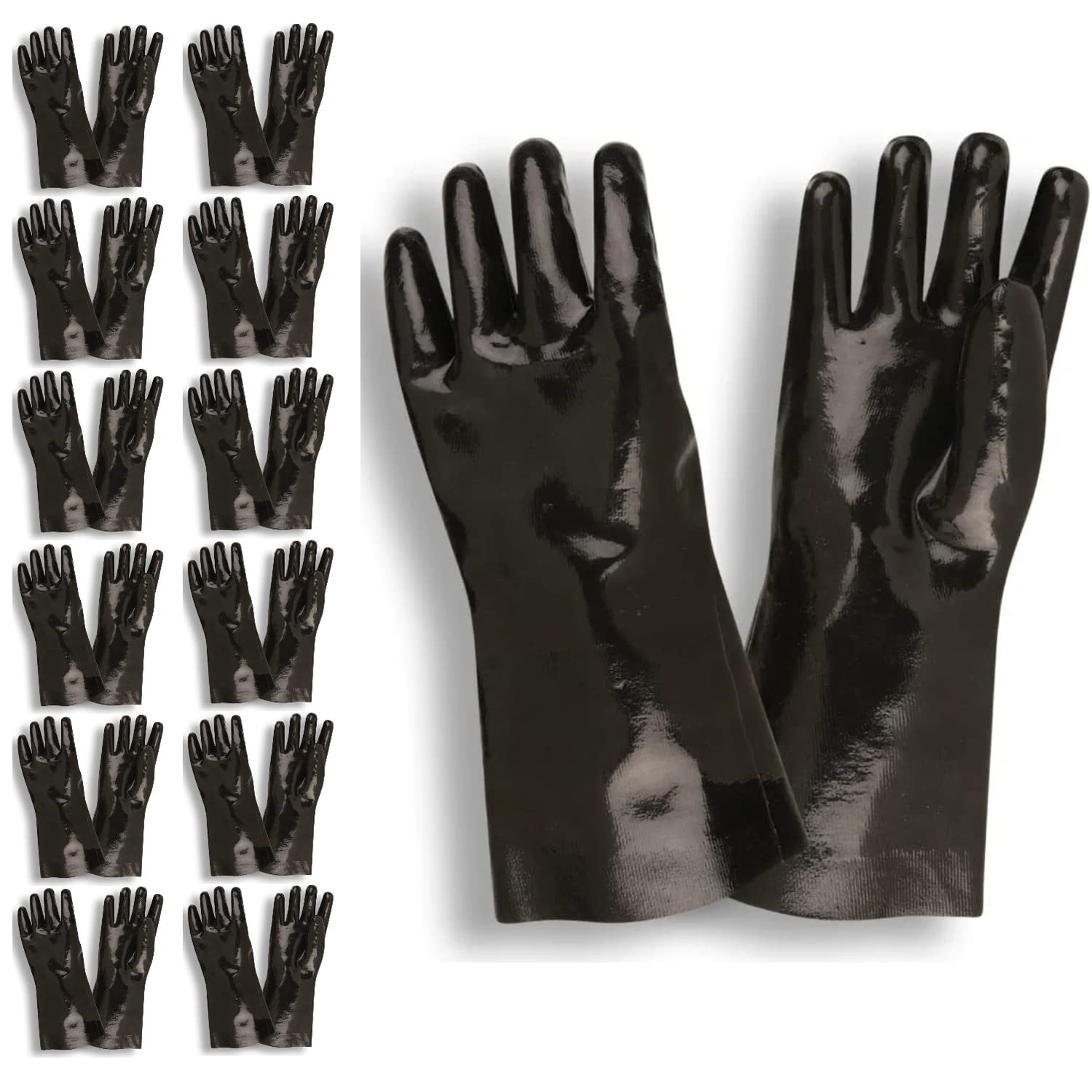 Cordova 5812 Black Neoprene Chemical Resistant Gloves - 12 Inch, Smooth Finish, Jersey Lined for Comfort | Ideal for Laboratory, Chemical Handling & Industrial Work