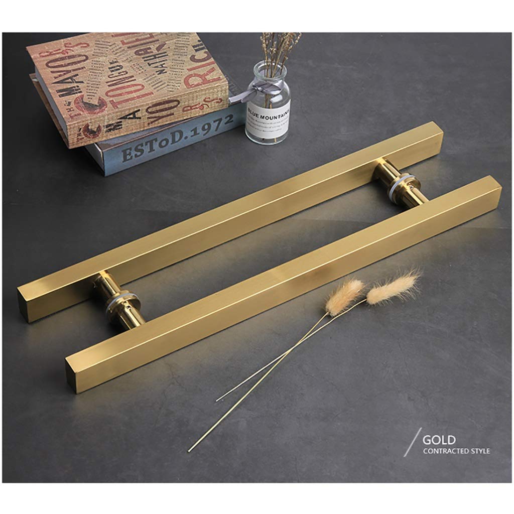 Stainless Steel & Titanium Gold Square Tube Glass Door Handles - Back to Back Installation for Wooden & Push-Pull Doors (1200×900mm) - Perfect for Modern Offices, Retail Stores & Home Entrances
