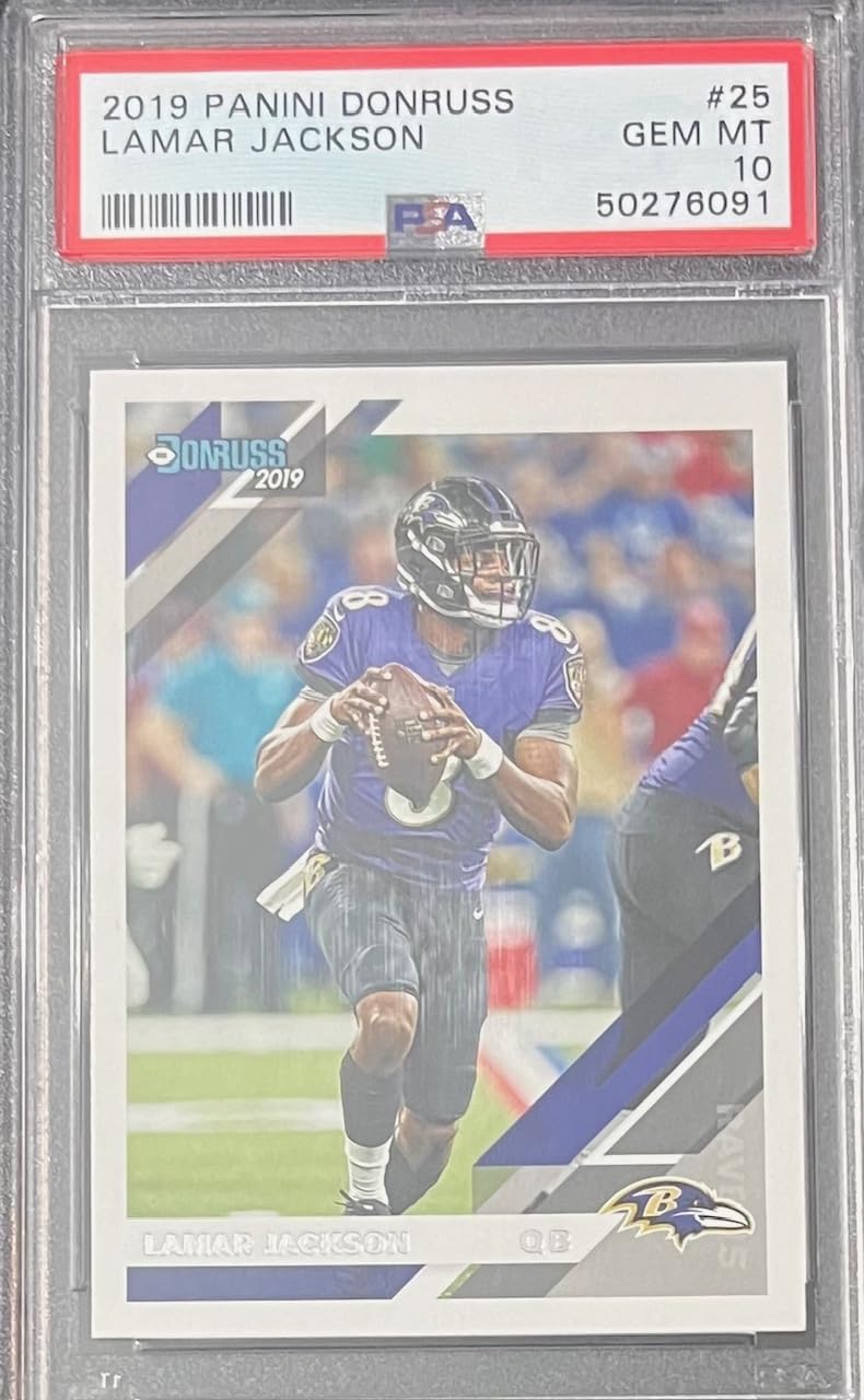 Lamar Jackson 2019 Panini Donruss Football Card #25 PSA 10 Graded - Rare Collectible for NFL Fans, Sports Memorabilia Display & Investment