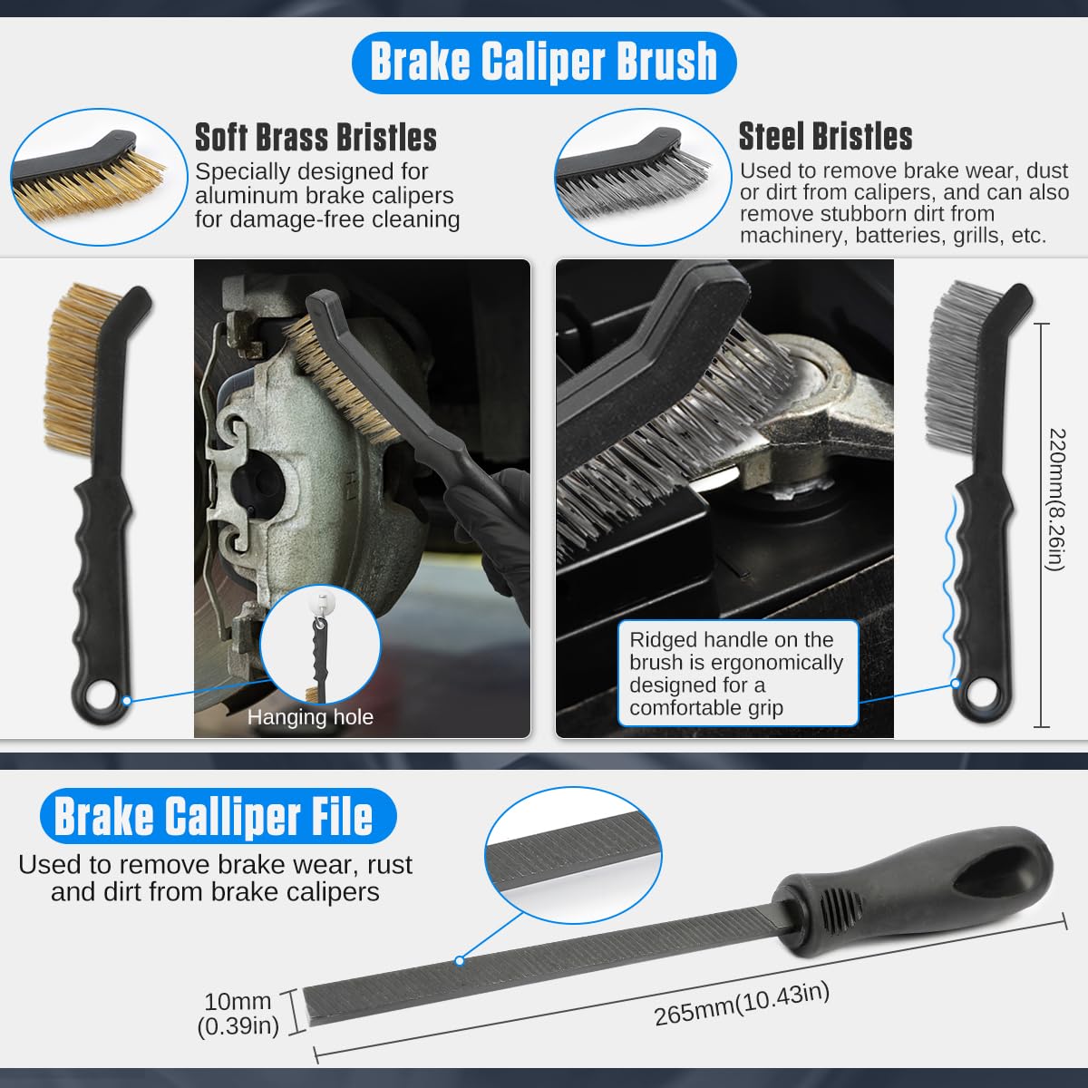 15-Piece Drum & Disc Brake Tool Kit - Labor-Saving Brake Spring Tool, Anti-Rust Brake Installer Remover & Adjusting Tool with Spring Pliers, Compressor & Puller - Perfect for DIY Car Repairs & Professional Auto Maintenance