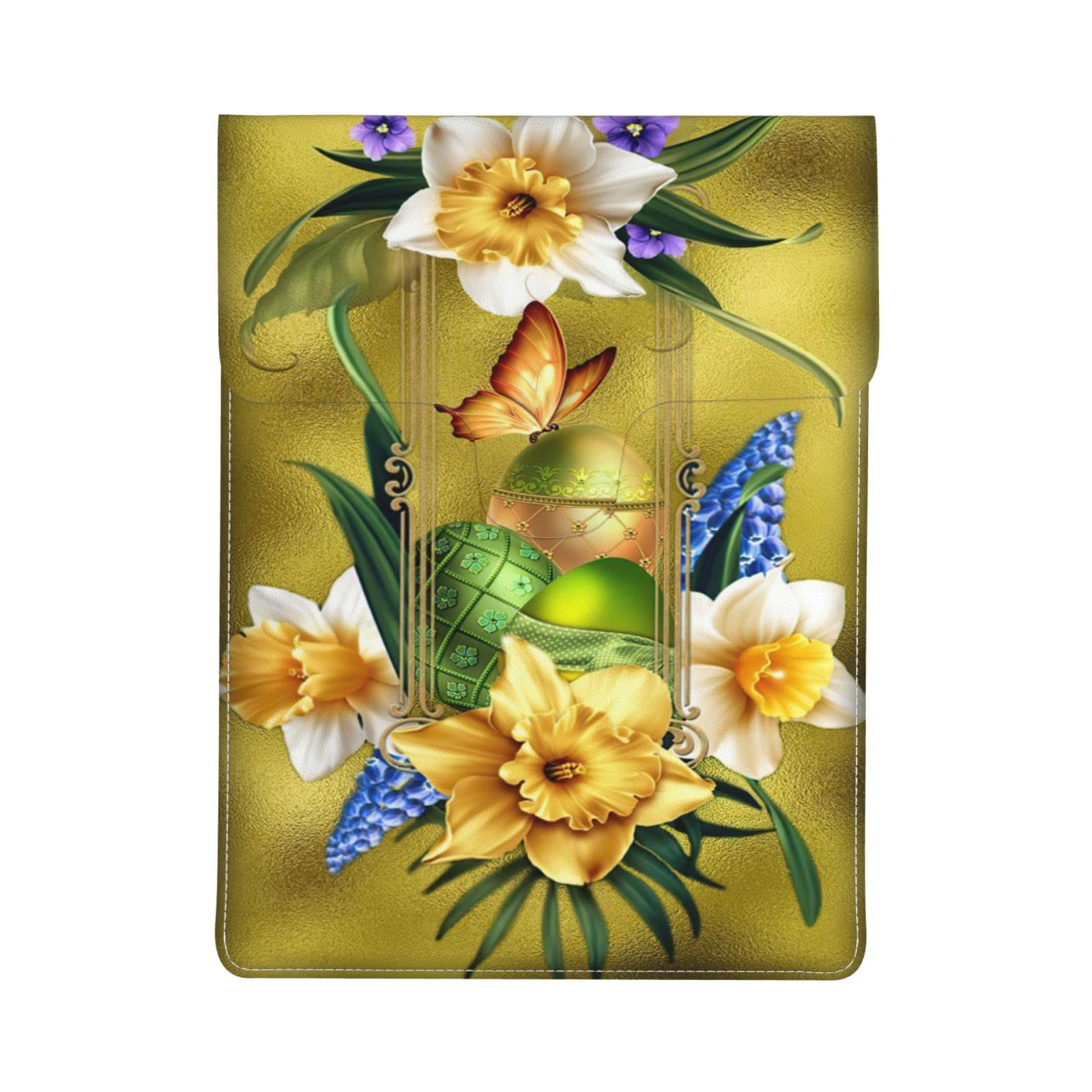 Butterfly Floral Leather Laptop Sleeve for MacBook Air/Pro 13.3 Inch - Waterproof Protective Case with Portable Envelope Design (13.3 x 9.4 inches) - Perfect for Work, Travel & School