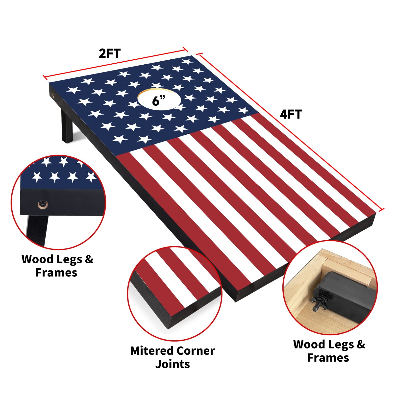 Premium Wooden Cornhole Game Set - 2 Regulation Size Boards, 8 Bean Bags & Carry Case - Outdoor Lawn Toss Game for Backyard, Beach, Tailgate Parties & Family Gatherings - Perfect for BBQ, Picnics & Summer Fun
