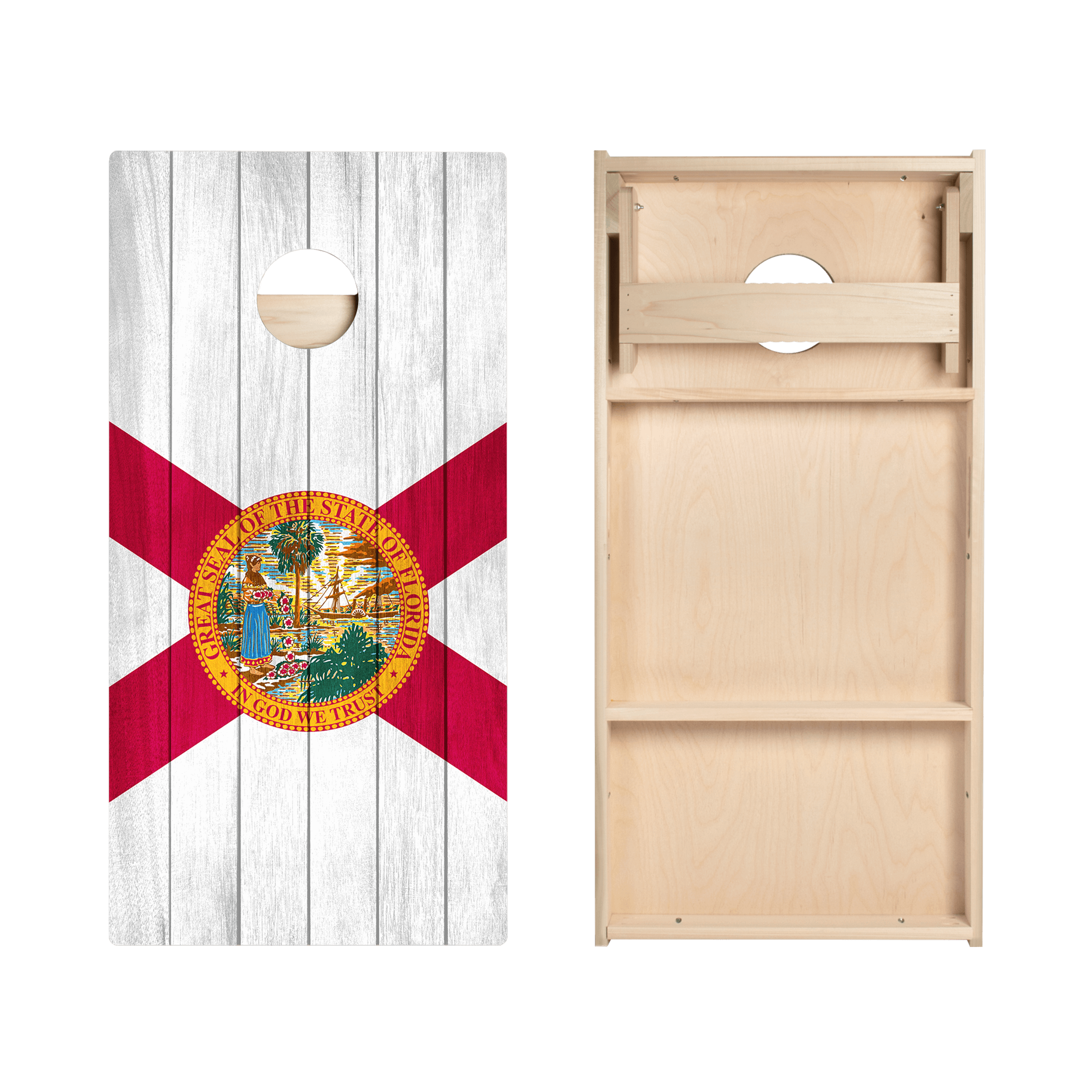 Florida Flag Star Cornhole Boards Set - American Cornhole Game for Outdoor Parties, Tailgating, and Backyard Fun