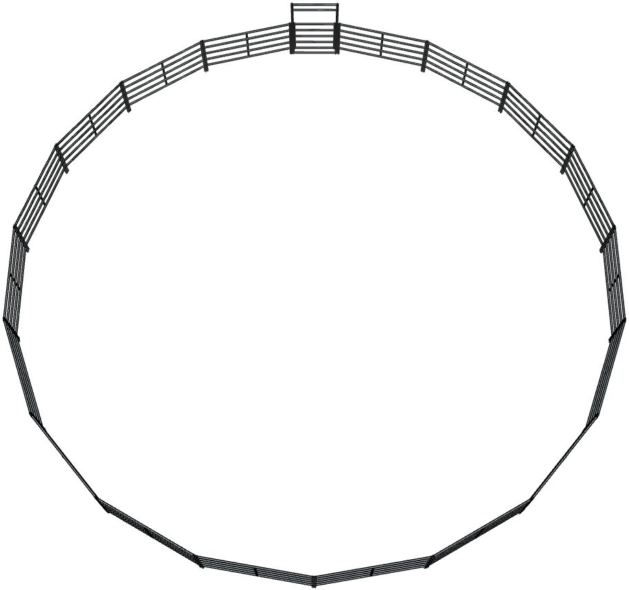 60FT Galvanized Steel 5-Rail Round Horse Pen - Durable Corral for Training, Exercising & Pasture Use