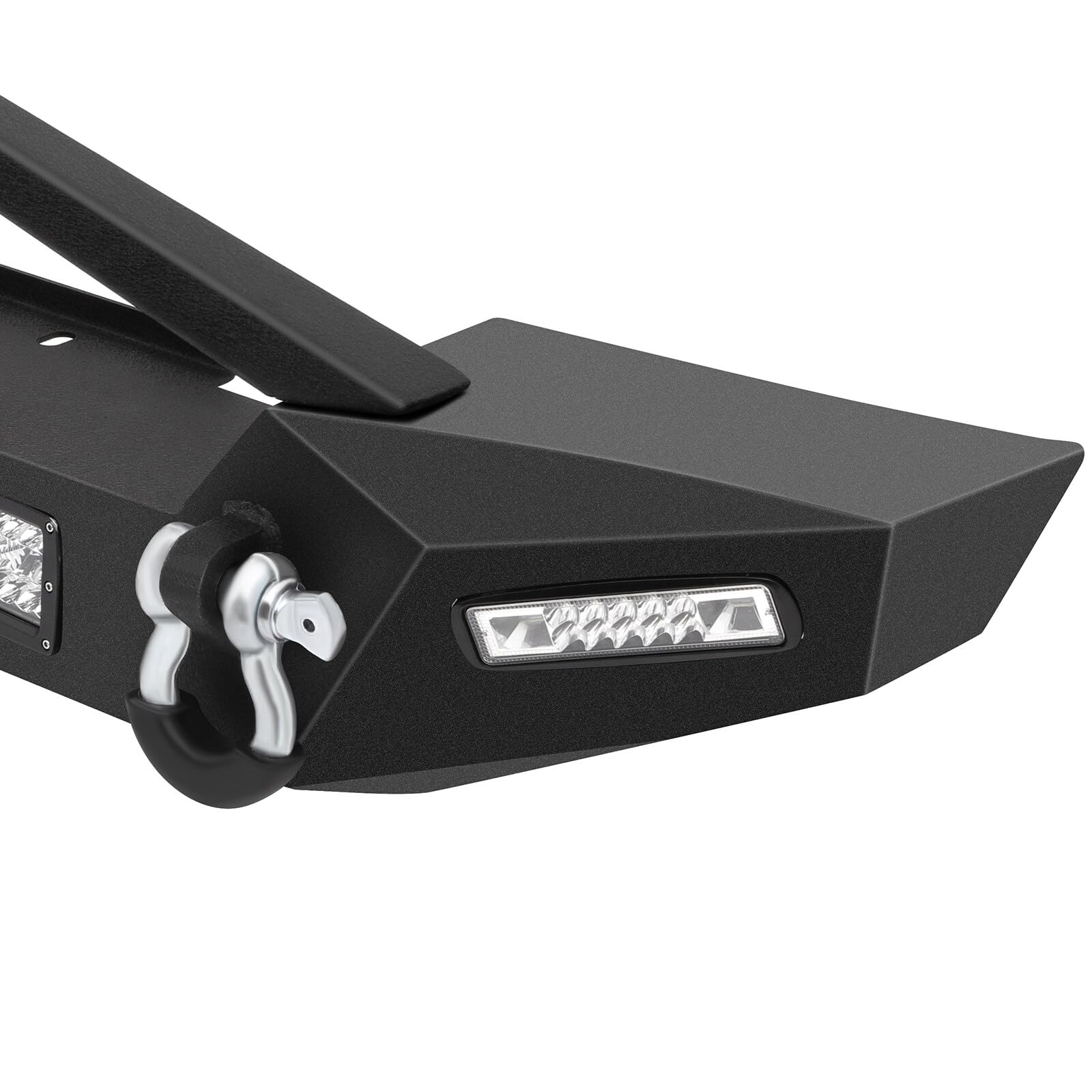 **FINDAUTO Upgraded Textured Black Rock Crawler Front Bumper with D-Ring & Winch Plate & LED Lights - Compatible with 1987-2006 Jeep Wrangler (TJ, YJ) - Perfect for Off-Roading, Rock Crawling & Adventure**