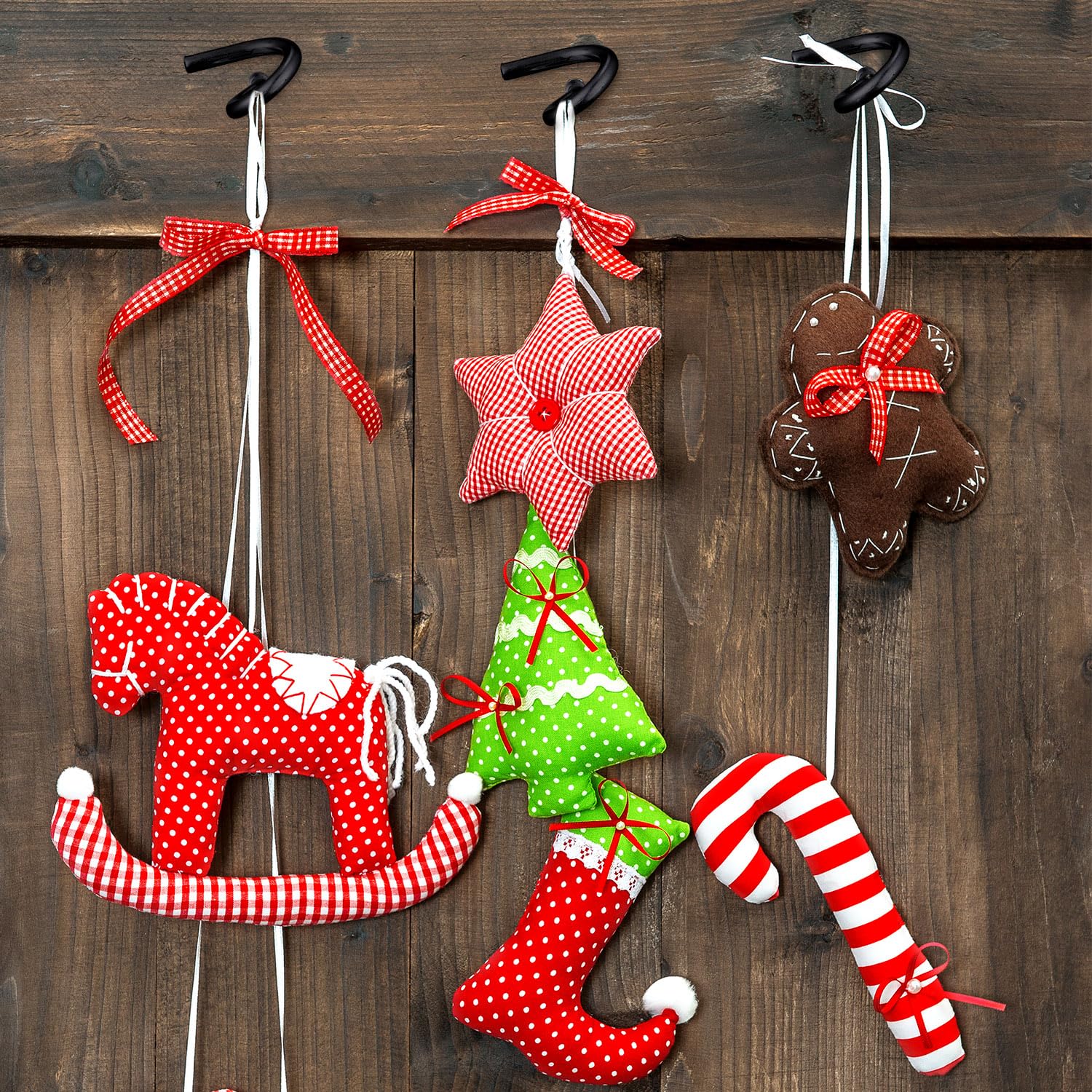 60 Pack Black Christmas Light Hanger Hooks - Heavy Duty Outdoor Q Hooks for Holiday String Lights, Xmas Decorations - Perfect for Roof, Gutters, Trees & Indoor Holiday Decor