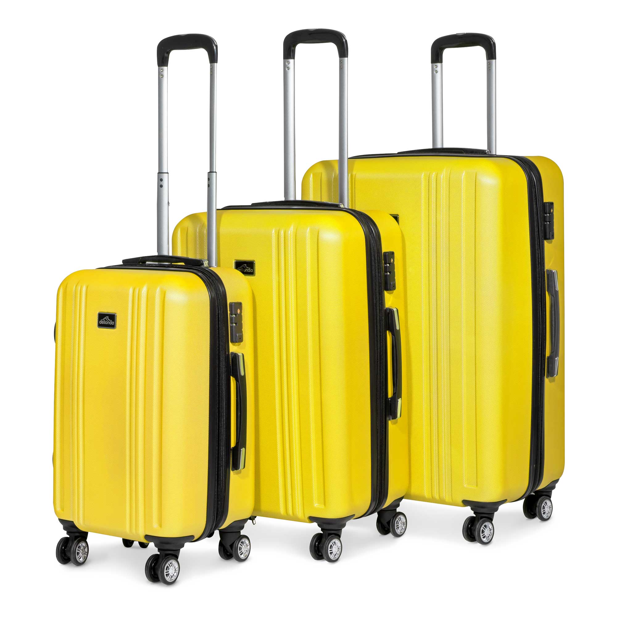 3 Piece Lightweight ABS Luggage Set with TSA Lock - Yellow (DL124) - Perfect for Travel, Business Trips & Vacations