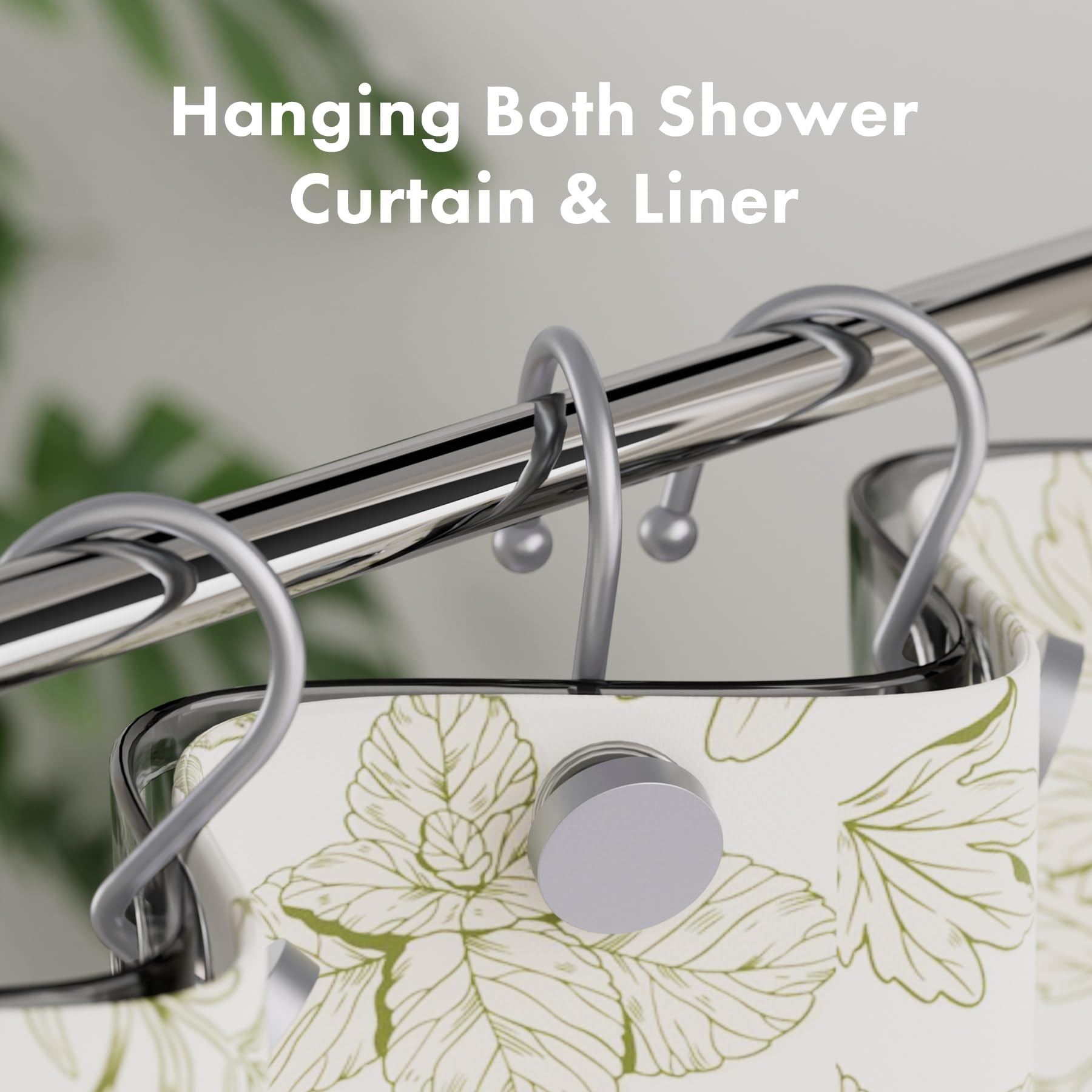 Premium Silver Shower Curtain Hooks - 12PCS Heavy Duty Rust-Proof Metal Rings for Bathroom Decor, Modern Shower Rod Hooks for Liners & Curtains - Perfect for Bathroom, Hotel, and Spa Renovations