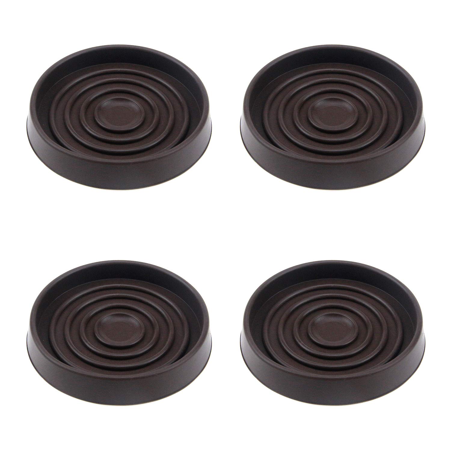 Tulead 3-Inch Round Rubber Caster Cups (4-Pack) - Brown Furniture Pads for Sofa, Chair, Table & Cabinet - Protect Hardwood Floors & Reduce Noise