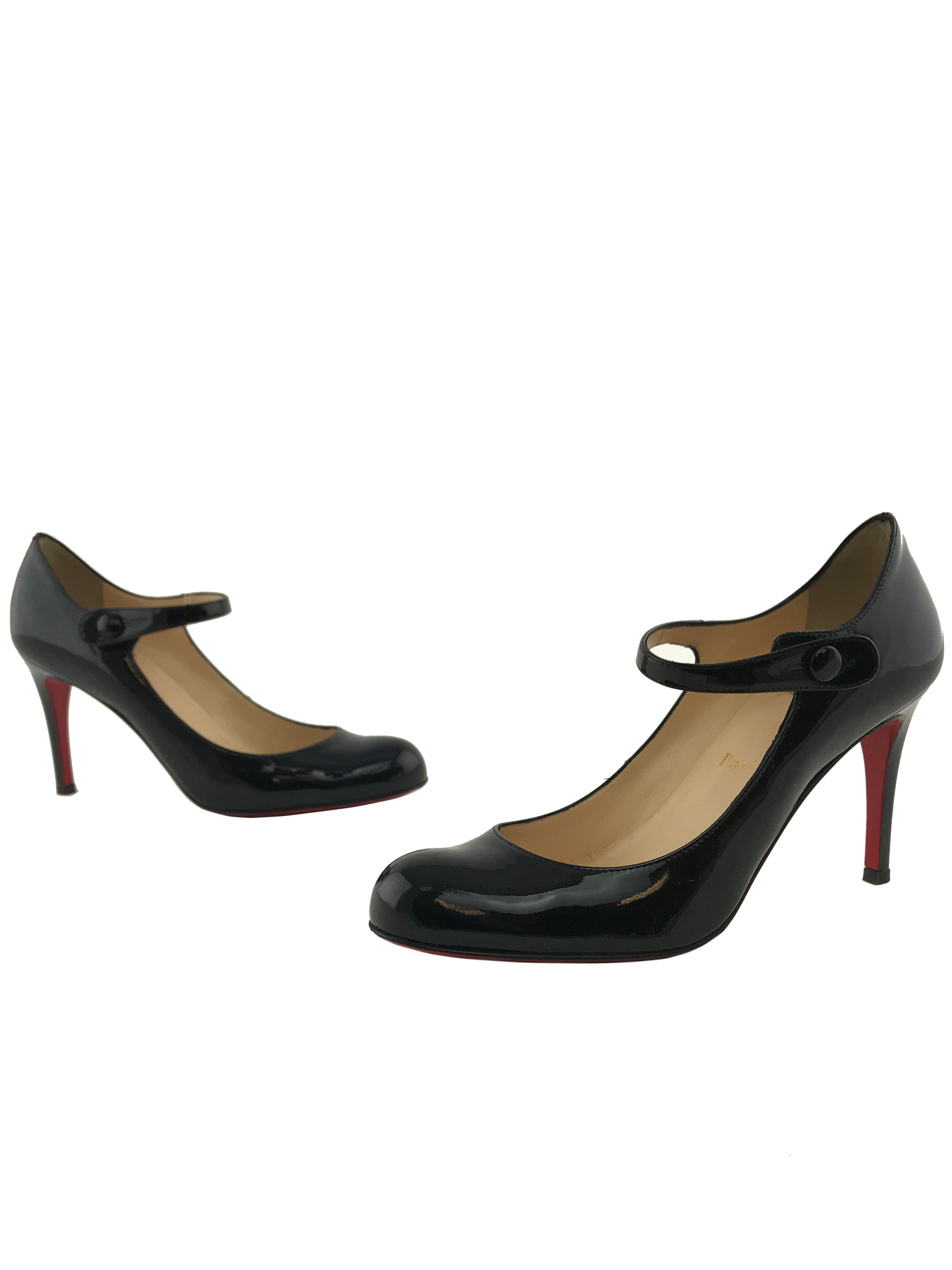 Christian Louboutin Red Patent Leather Sock 70mm Mary Jane Pumps Women's Size 6.5 - Perfect for Weddings, Parties & Formal Events