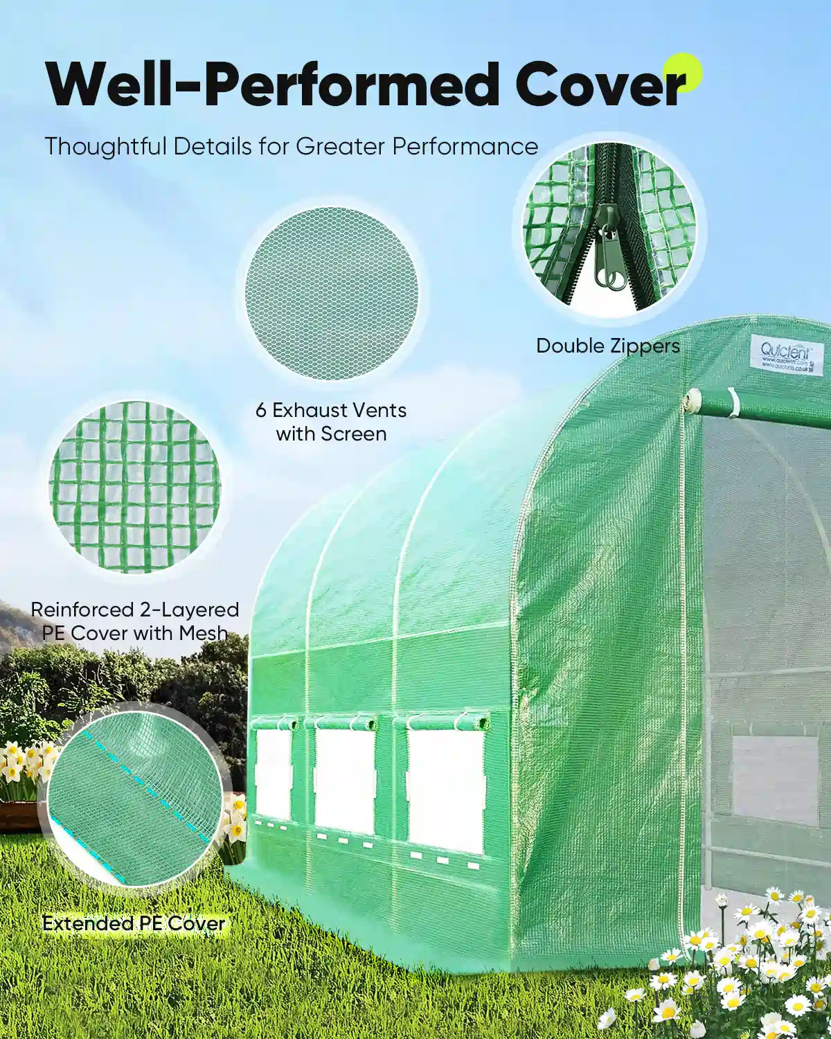 12' x 7' x 7' Walk-in Tunnel Greenhouse for Gardening, Plant Protection & Year-Round Growing - Perfect for Backyards, Small Farms & Urban Gardening