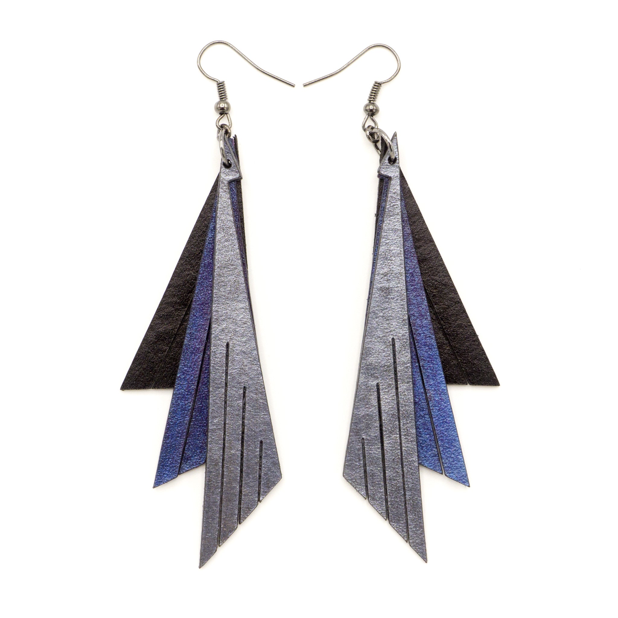 Aktivei Genuine Leather Earrings for Women - Black, Purple Pearl & Silver Studs | Boho Chic Jewelry for Parties, Weddings & Everyday Wear