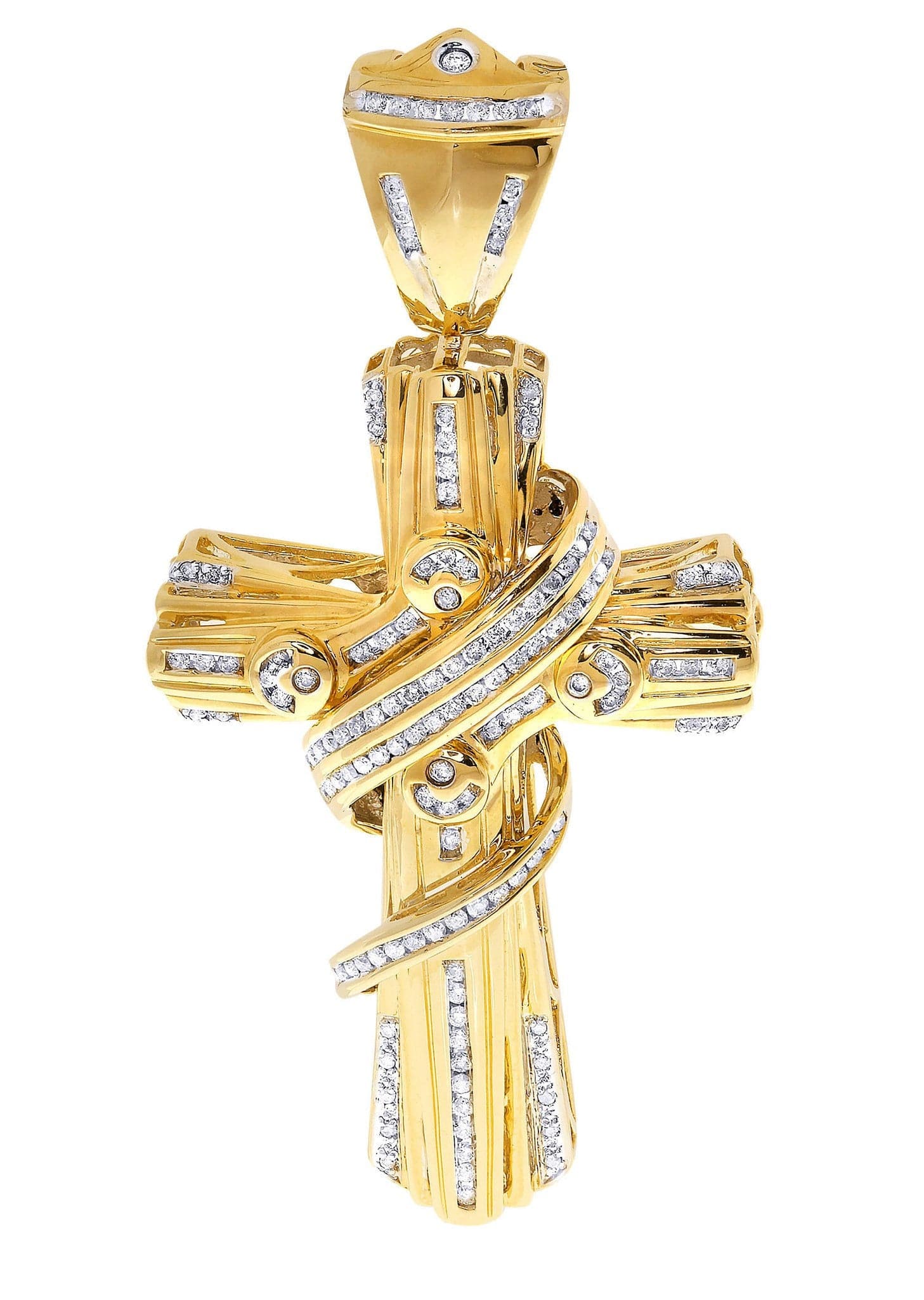 1.62 Carat Diamond Cross Pendant Necklace - 29.77 Grams Solid Gold Religious Jewelry for Women - Perfect for Baptism, Confirmation & Special Occasions