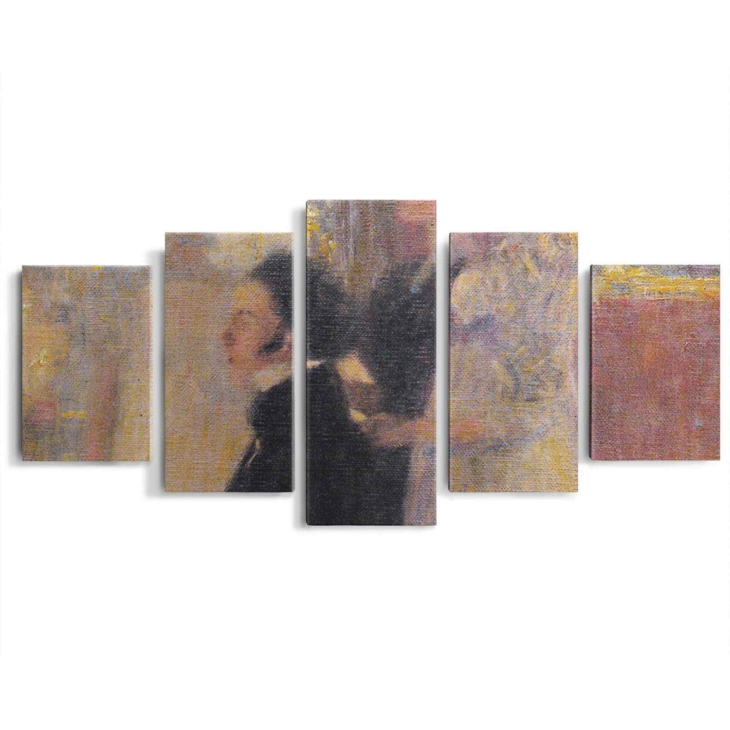 5-Piece Gustav Klimt Schubert's Piano Framed Canvas Wall Art Set - Modern Home Decor for Living Room, Bedroom & Office
