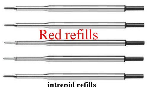 5-Pack Genuine Intrepid Flawless Flow Medium Point Pen Refills - Compatible with Papermate Lubriglide, Aspire & PhD Pens - Bulk Packed (Red) - Perfect for Office, School & Everyday Writing Needs