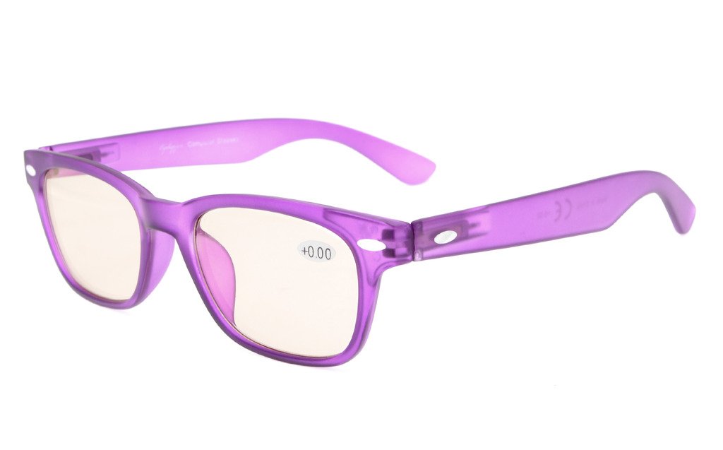 Eyekepper Blue Light Blocking Computer Glasses with Tinted Lens - Matte Purple Frame +0.50 for Screen Time & Digital Eye Strain Relief