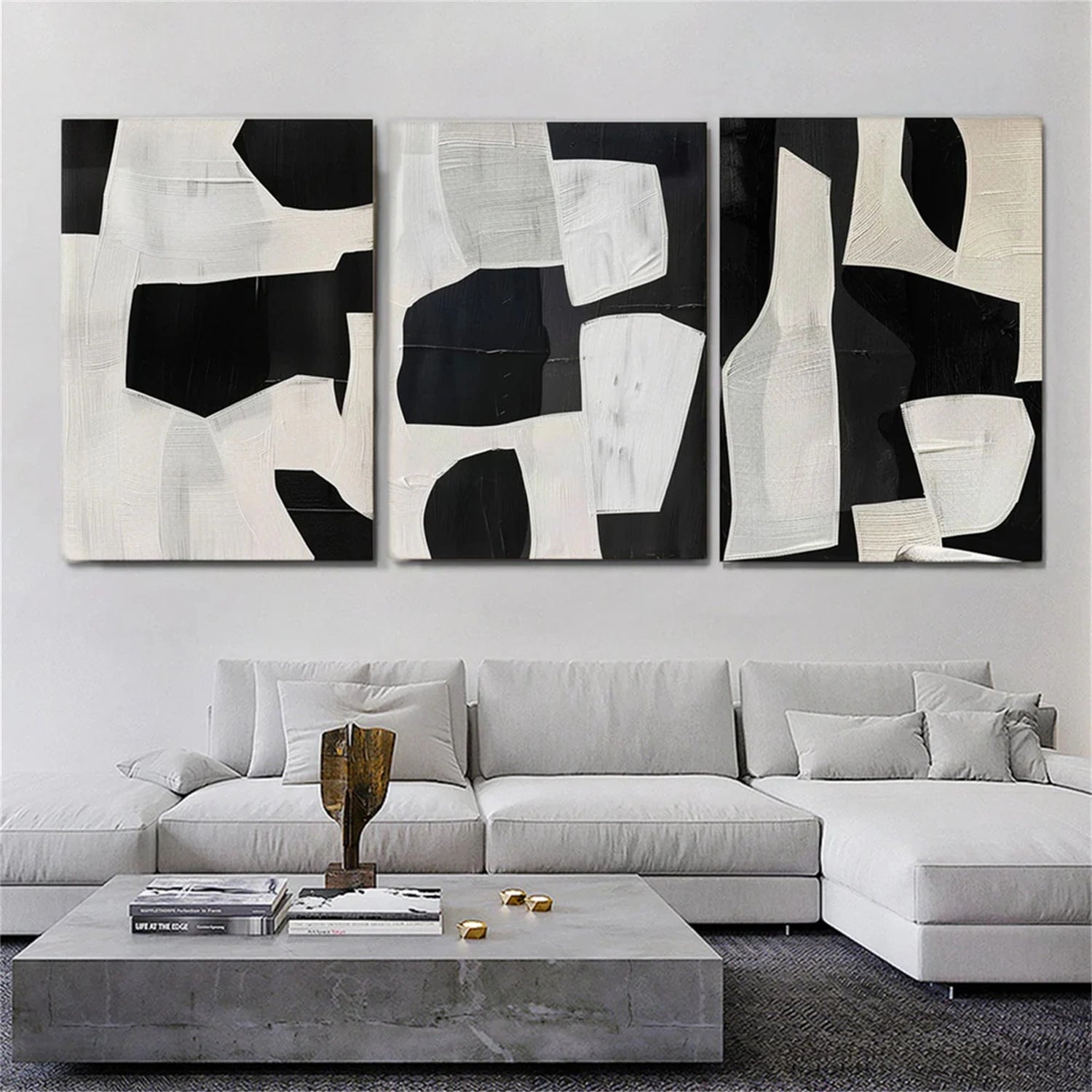 Abstract Tranquility Set of 3 Wall Art Paintings - Modern Minimalist Canvas Prints for Living Room, Bedroom & Office Decor - #WS211