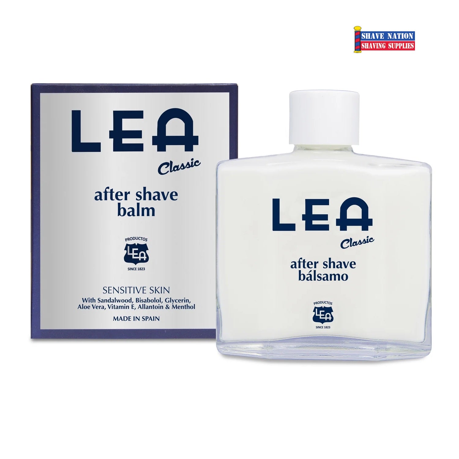 LEA Classic Aftershave Balm for Men - Soothing Post-Shave Moisturizer with Aloe Vera & Vitamin E - Perfect for Sensitive Skin & Daily Shaving Routine