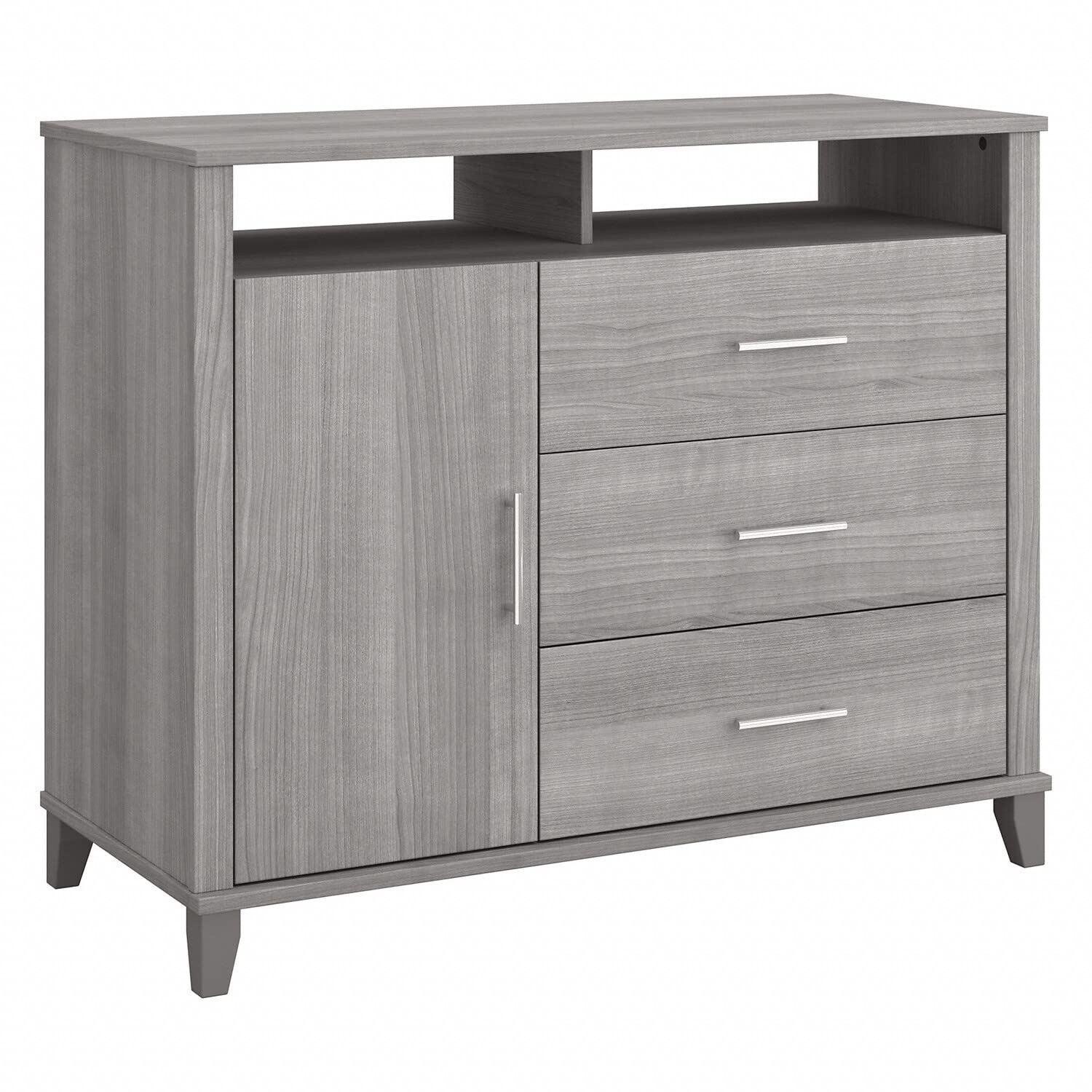 Bush Furniture Somerset Tall TV Stand with Storage in Platinum Gray - Modern Entertainment Center for Living Room, Bedroom & Home Theater