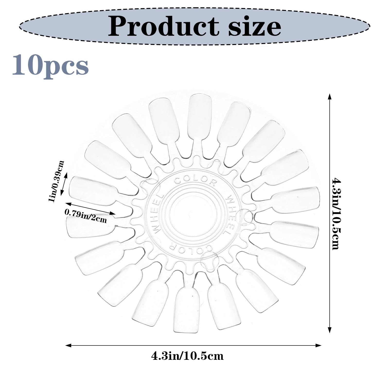 10 Pcs Clear Nail Swatch Wheels - Ellipsoid Nail Polish Color Swatches for Manicure Practice & Professional Display | Perfect for Salon Artists, DIY Nail Enthusiasts & Nail Polish Color Organization