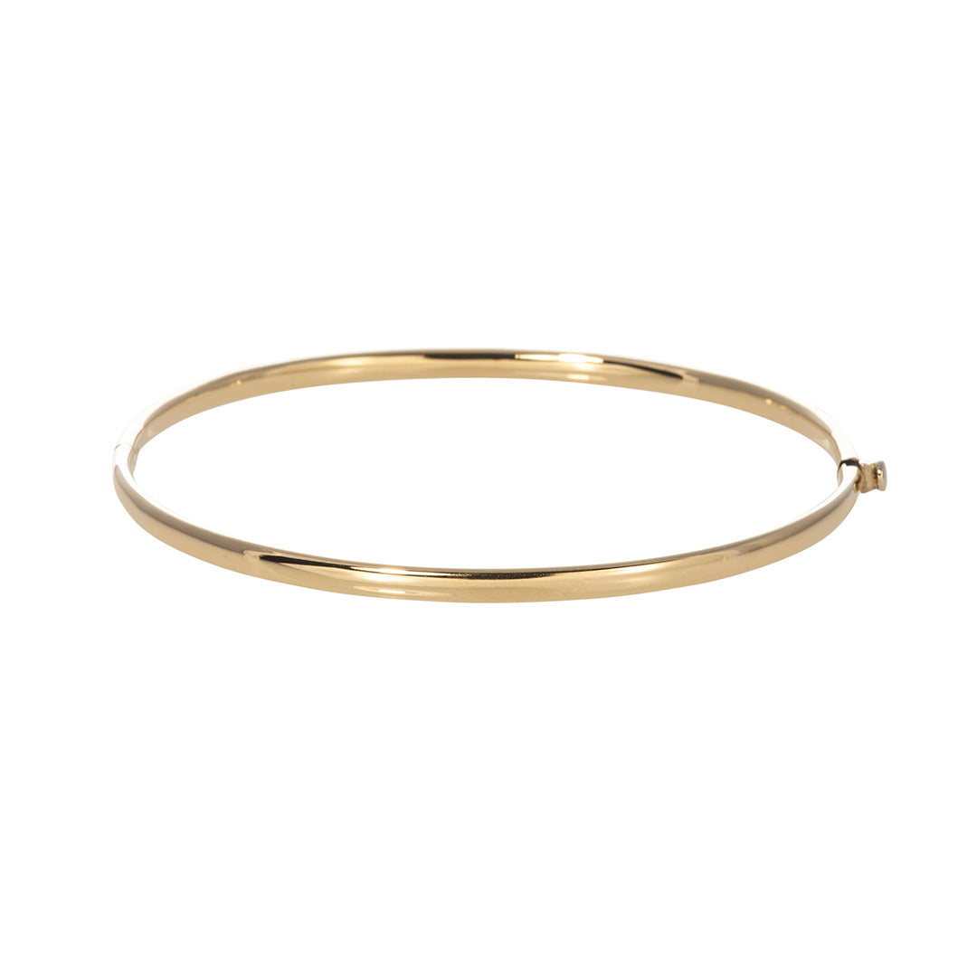 14K Yellow Gold Polished 3.3mm Bangle Bracelet for Women - Elegant Stackable Jewelry for Everyday Wear & Special Occasions