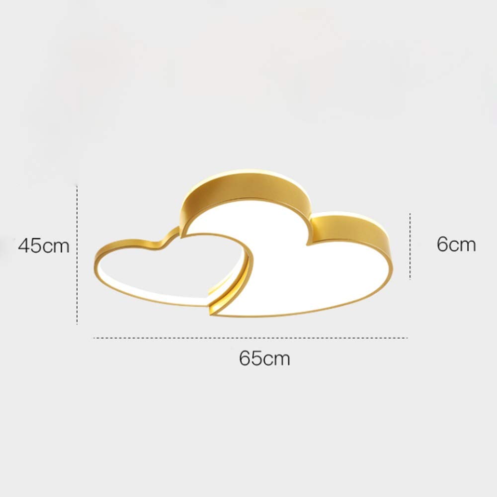 Dimmable LED Heart Shaped Ceiling Light with Remote Control - Gold Nursery Lighting for Kids Bedroom, Girls Room & Children's Decor | Perfect for Bedroom, Playroom & Nursery Ambiance