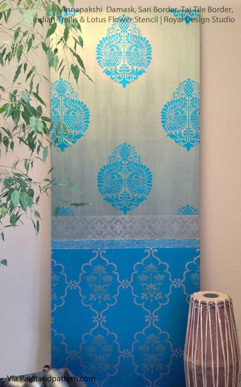 Raj Trellis Indian Wall Stencil - DIY Home Decor Stencil for Wall Painting, Mehndi & Mandala Art - Perfect for Bedroom, Living Room, and Nursery Wall Designs