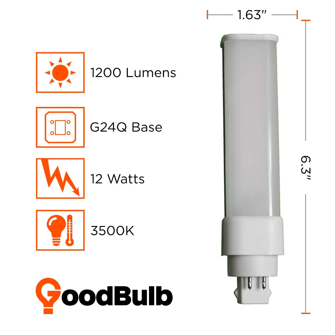 GoodBulb 18-Watt LED Plug-in Light Bulbs - G24Q Base 4 Pin Type A - 3500K Soft White - 1200 Lumens High Output - 140° Beam Angle - Energy Efficient Replacement Bulbs - Pack of 10 | Perfect for Kitchens, Bathrooms, Offices and Commercial Lighting
