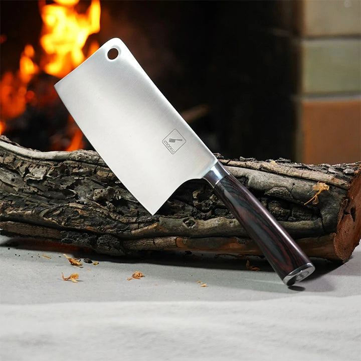 IMARKU 7-Inch Cleaver Knife - High Carbon Stainless Steel Meat Cleaver for Chopping, Slicing, and Dicing - Perfect for Butchers, Chefs, and Home Cooking - Heavy Duty Kitchen Knife for Meat, Vegetables, and Bones