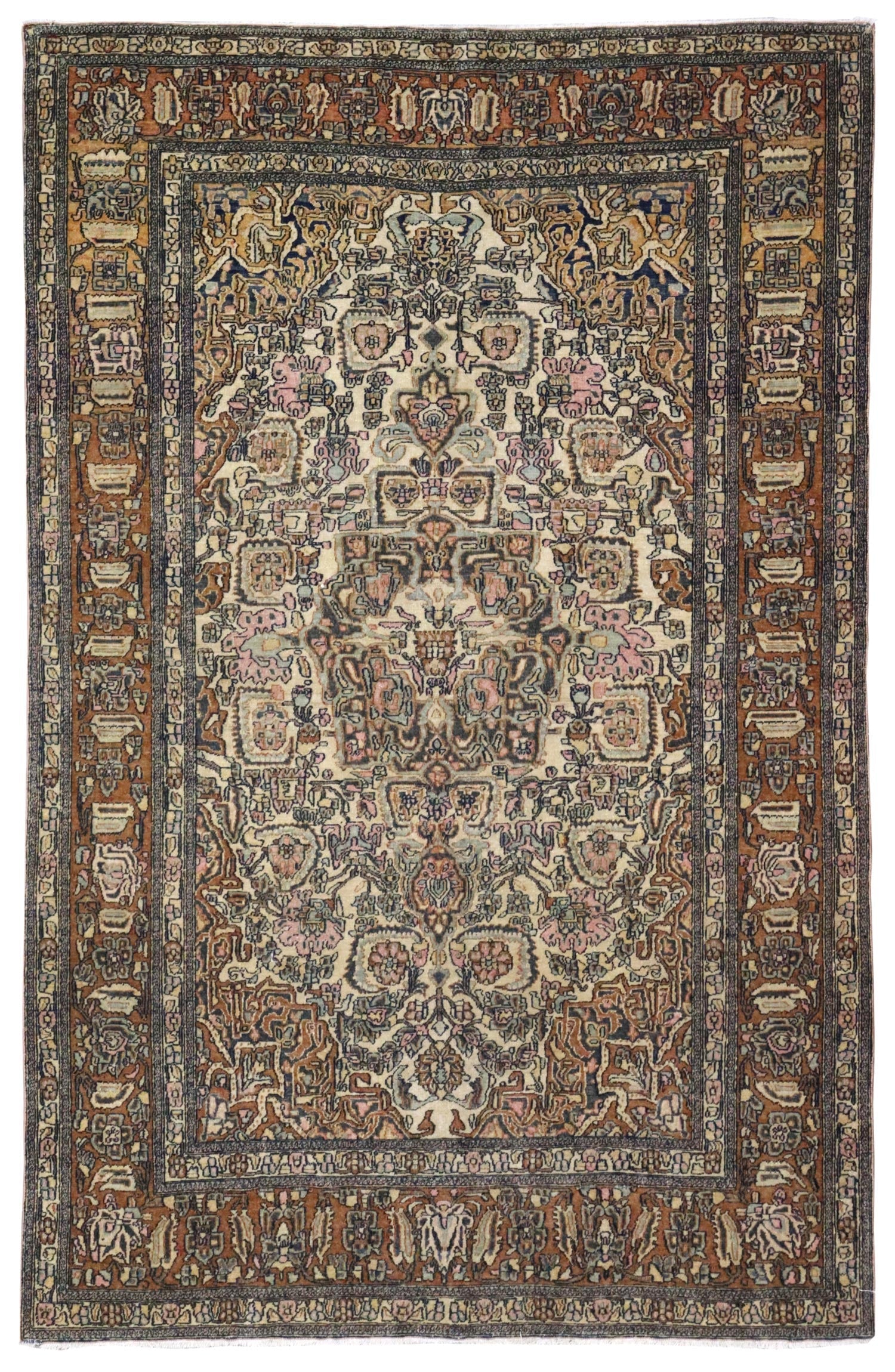 Antique Isphahan Handwoven Traditional Persian Rug - J65769 - Perfect for Living Room, Bedroom & Home Decor