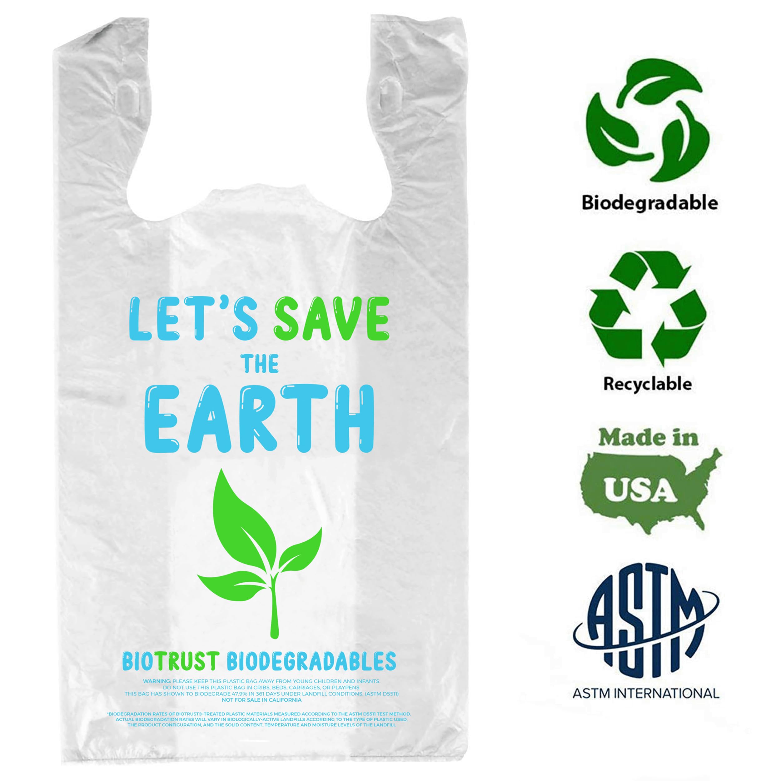 Eco-Friendly Biodegradable Thank You Bags - 1000 Pack Bulk | Extra Thick & Durable Reusable Shopping Bags | 100% Recyclable for Grocery, Restaurant, Supermarket Use | 12” x 6.5” x 22” Plastic-Free Bulk Bags | Perfect for Retail Stores, Takeout Orders & Sustainable Packaging