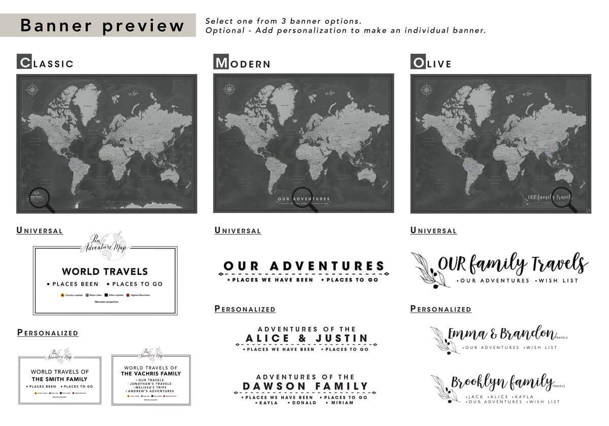 Personalized Push Pin Travel Map - World Map Poster with Pins | Customizable Design & Size Options | Perfect Gift for Travel Lovers | Track Your Adventures & Decorate Home Office