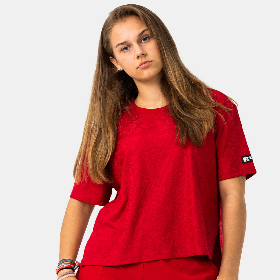 MTV Women's Push It Jacquard Boxy Tee - Vintage Graphic T-Shirt for Casual Wear & Music Lovers - Perfect for Concerts, Parties & Everyday Outfits