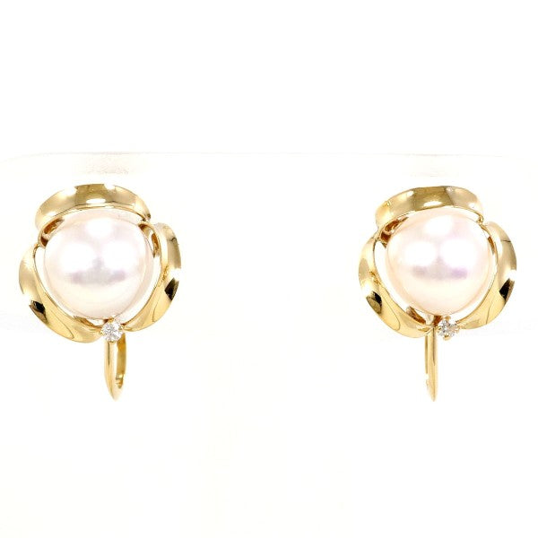 18K Yellow Gold Pearl and Diamond Stud Earrings for Women - Elegant Jewelry Gift for Wedding, Anniversary, and Special Occasions