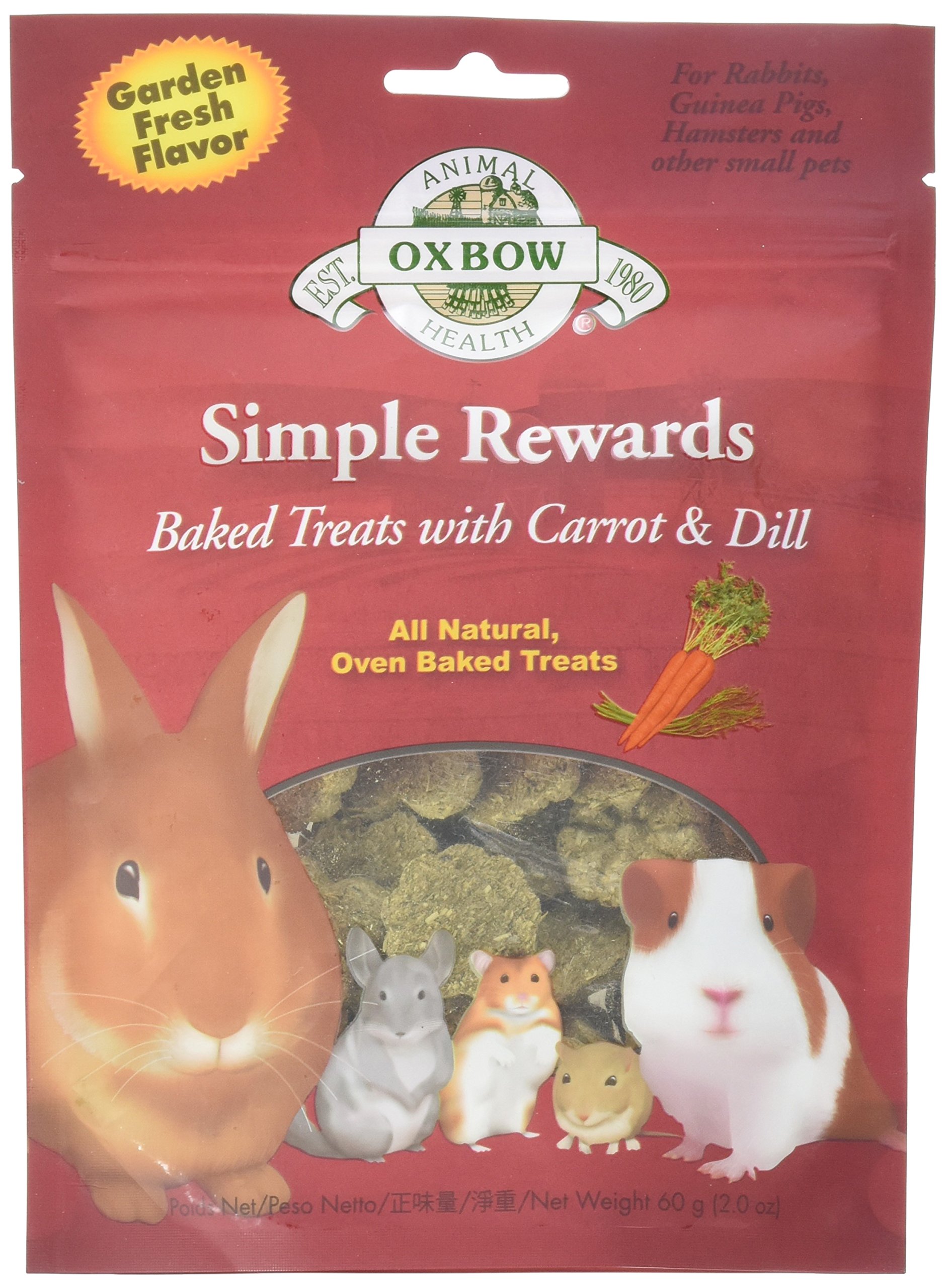 Oxbow Simple Rewards All Natural Oven Baked Rabbit Treats with Carrots, Dill & Timothy Hay - Healthy Snack for Small Pets, Perfect for Training & Bonding with Your Bunny