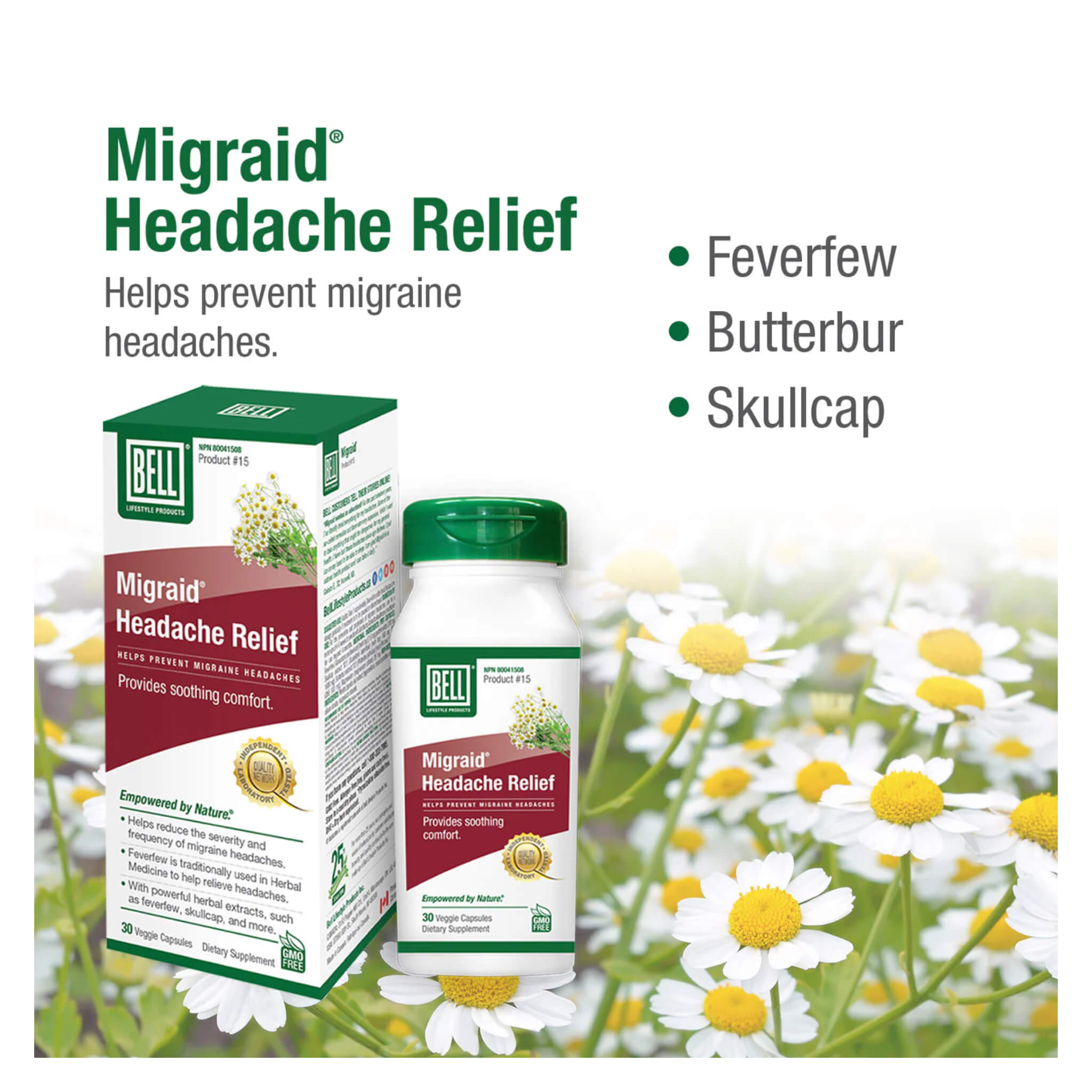 Migraid Headache Relief Capsules - Fast-Acting Migraine & Tension Headache Pain Relief - Natural Formula for Adults - Perfect for Work, Travel & Stress Relief