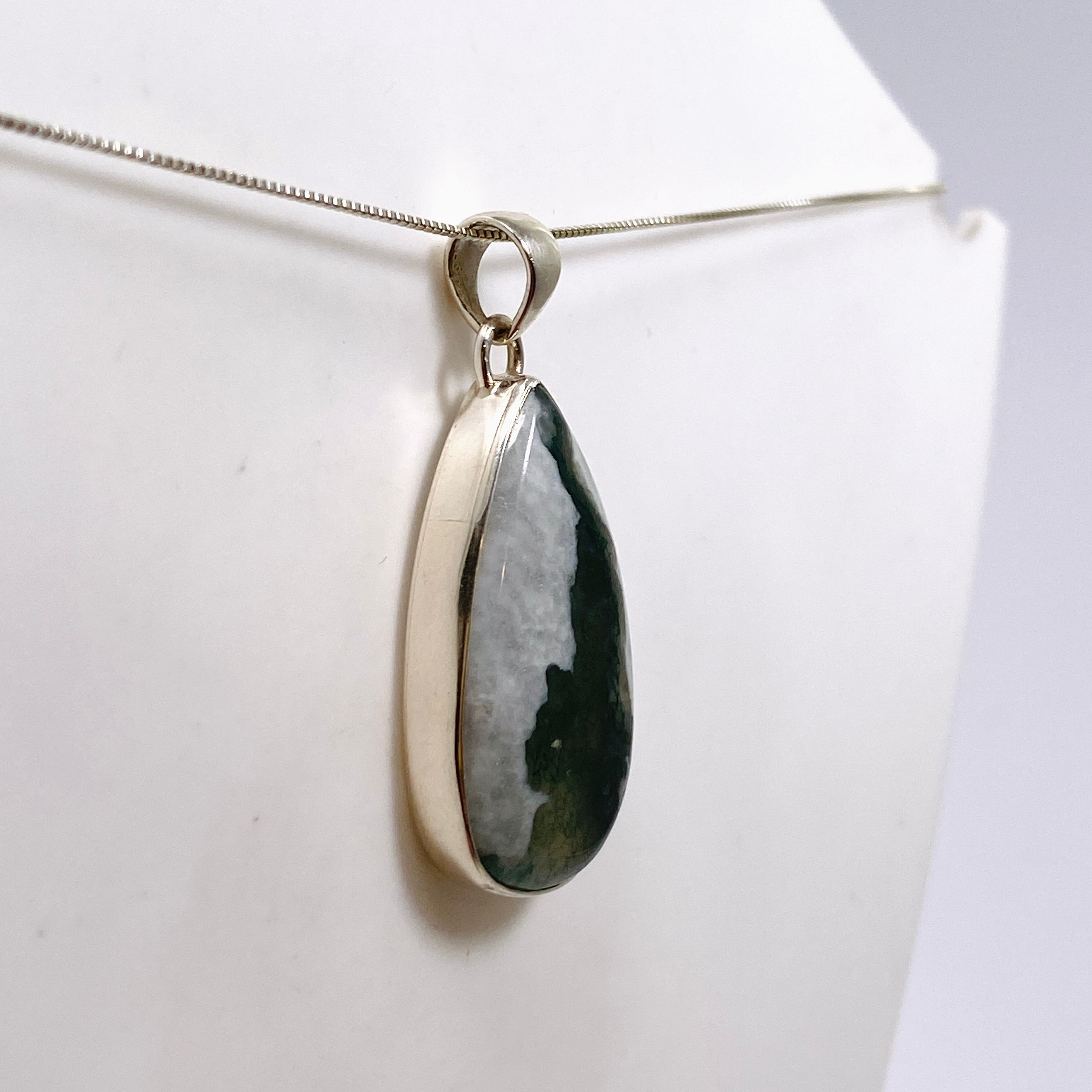 Natural Moss Agate Teardrop Cabochon Pendant - KPGJ4711 for Jewelry Making, Wire Wrapping & DIY Crafts | Perfect for Necklaces, Earrings & Boho Style Accessories