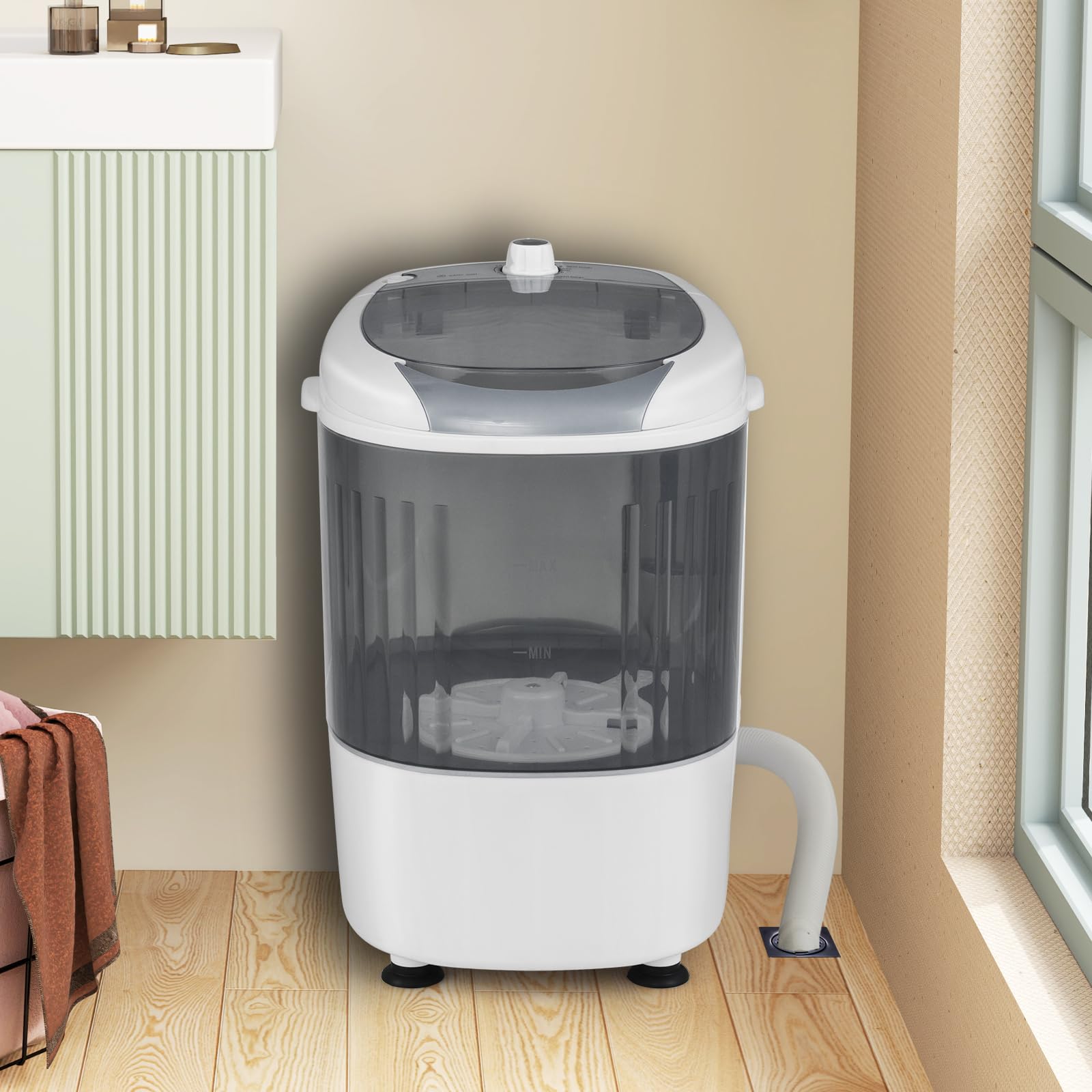 ARLIME 5.5LBS Mini Washer Dryer Combo - Compact Semi-Automatic Washing Machine with Drain Hose & Spin Tub - Portable Laundry Solution for Apartments, Dorms, RVs & Camping (Grey) - Perfect for Small Spaces & Travel Use