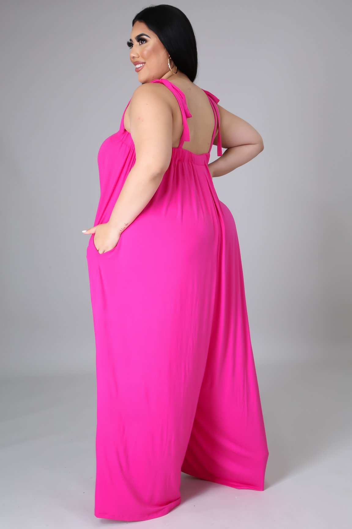 Stylish Fuchsia Summer Jumpsuit for Women - Curve Flattering One-Piece Outfit for Beach Vacation, Date Night & Summer Parties
