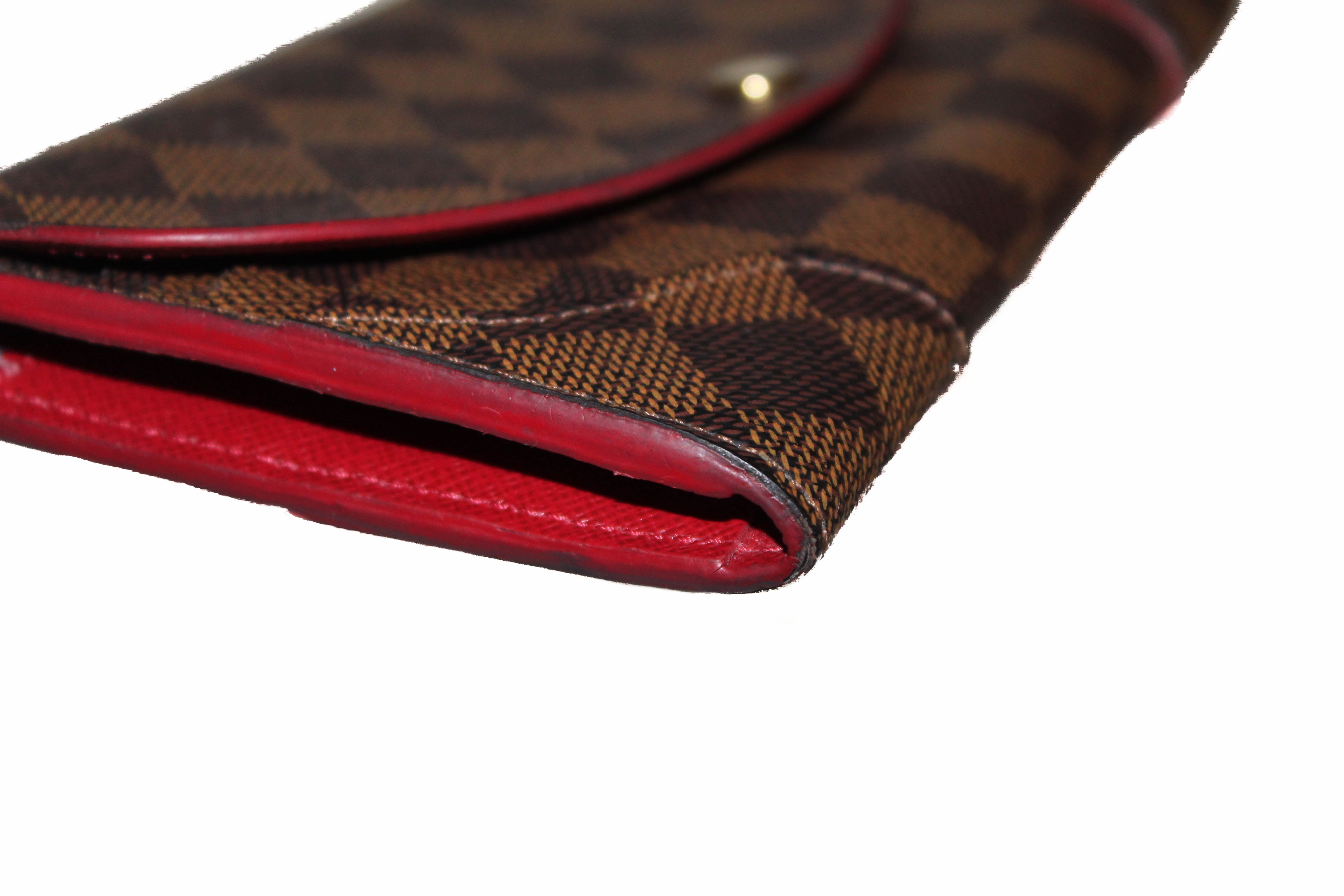 Authentic Louis Vuitton Damier Ebene Red Caissa Wallet for Women | Genuine Leather Luxury Bifold Wallet | Perfect Gift for Birthday, Anniversary & Travel
