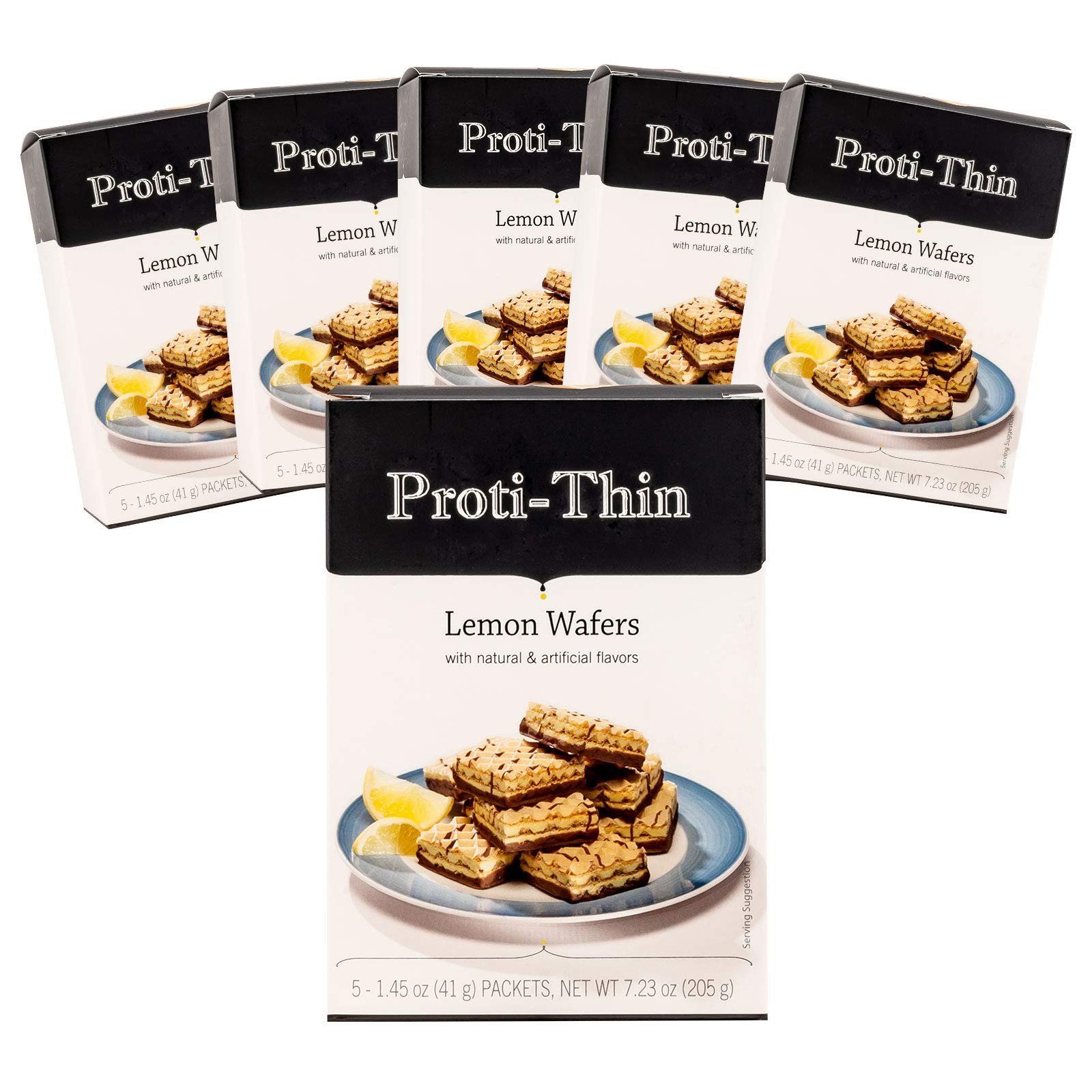 Proti-Thin High Protein Lemon Wafer Squares - 15g Protein, Low Calorie, Low Carb, Low Sugar, Aspartame Free Diet Snack Bars (5 Count Box, 6-Pack) | Keto-Friendly Healthy Snack for Weight Loss, Gym Recovery & On-the-Go Nutrition