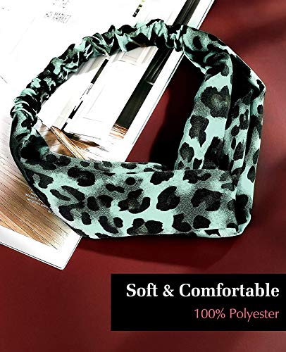 Fameza 4 Pack Women's Headbands - Animal Print Twisted Criss Cross Elastic Hair Bands, Large Headwraps for All Head Sizes | Perfect for Workout, Sports, Running, Yoga & Gym | Leopard Dot Design for Women's Activewear & Fitness Accessories