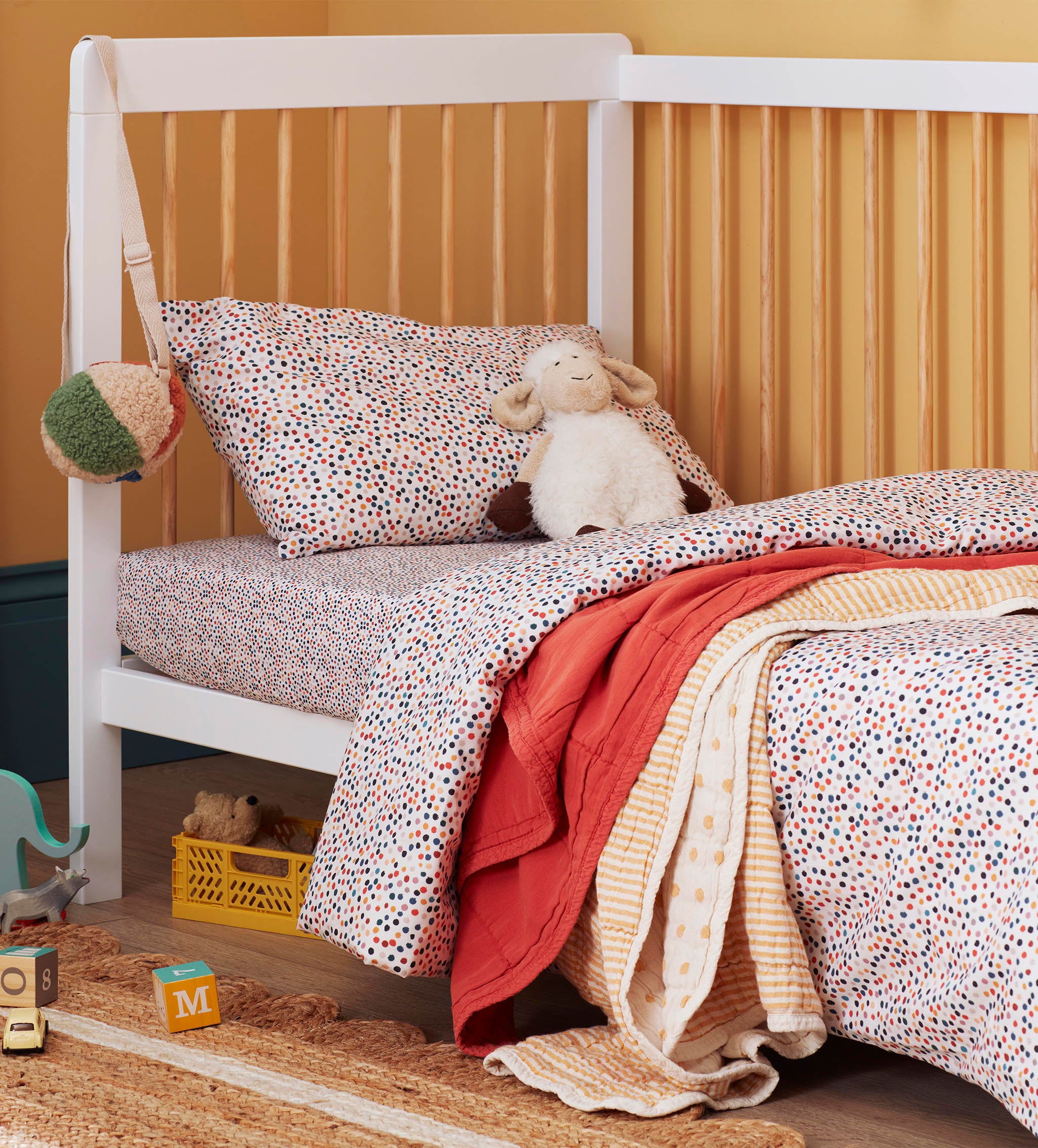 Little Finn 100% Cotton Quilted Throw Blanket - Soft & Cozy Marmalade Orange - Perfect for Sofa, Bed & Nursery Decor