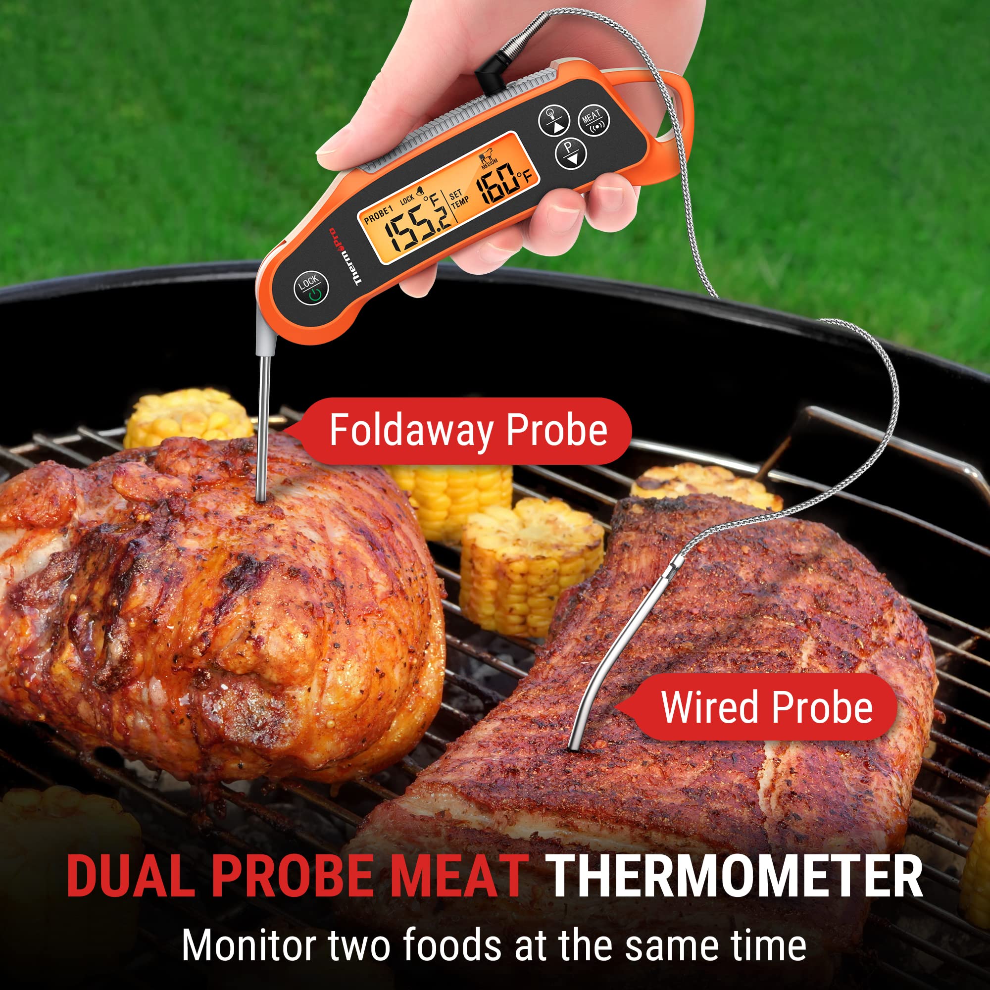 ThermoPro TP710 Digital Meat Thermometer - Instant Read, Waterproof, Dual Probe & Display for Cooking, Grilling, BBQ - Perfect for Kitchen, Oven, Smoker & Outdoor Cooking