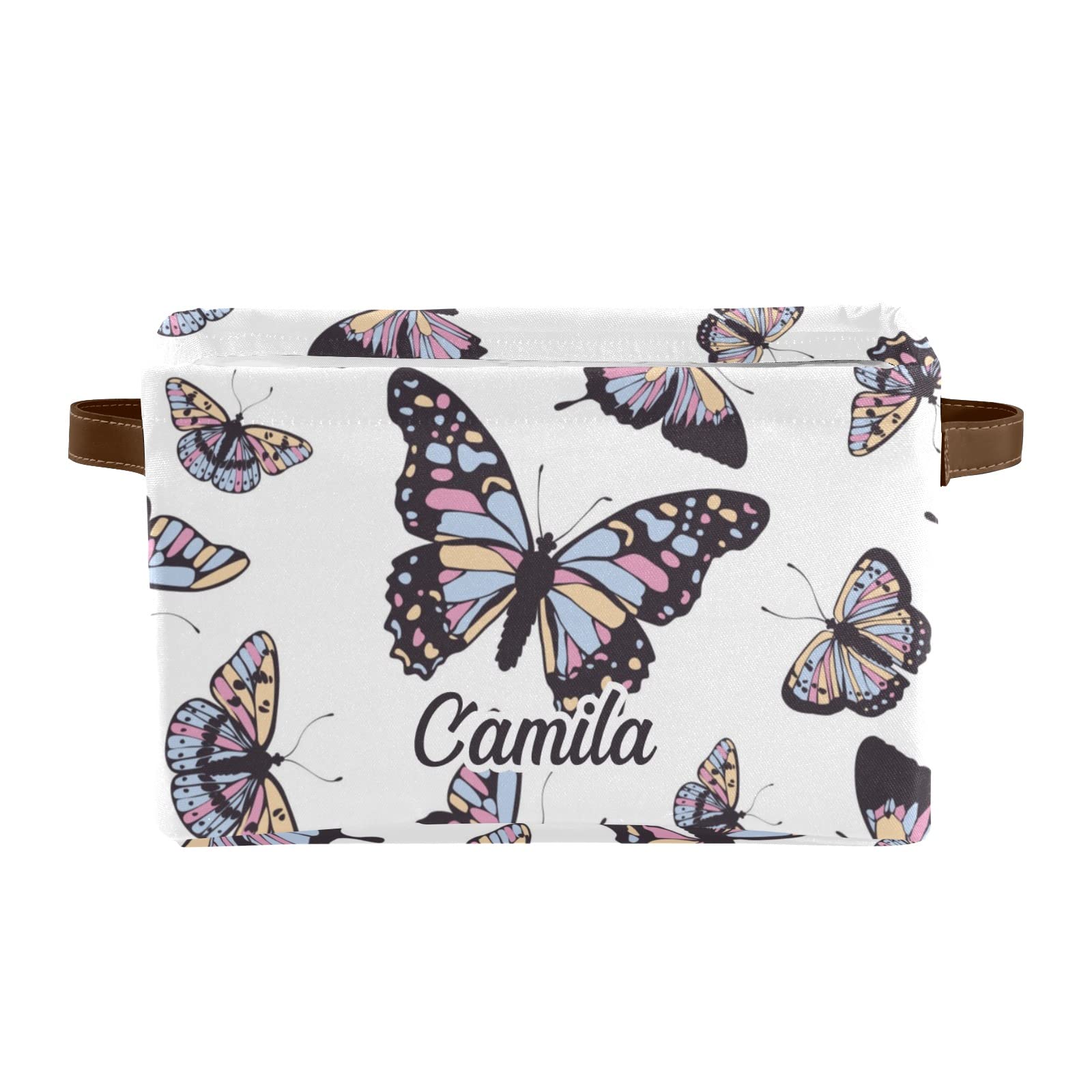 Deven Butterfly Personalized Large Storage Baskets with Handles - Decorative Organizing Bins for Shelves, Closet, Bathroom & Nursery - Home Organization Solution (1 Pack) - Perfect for Bedroom Storage, Kids' Room & Bathroom Essentials